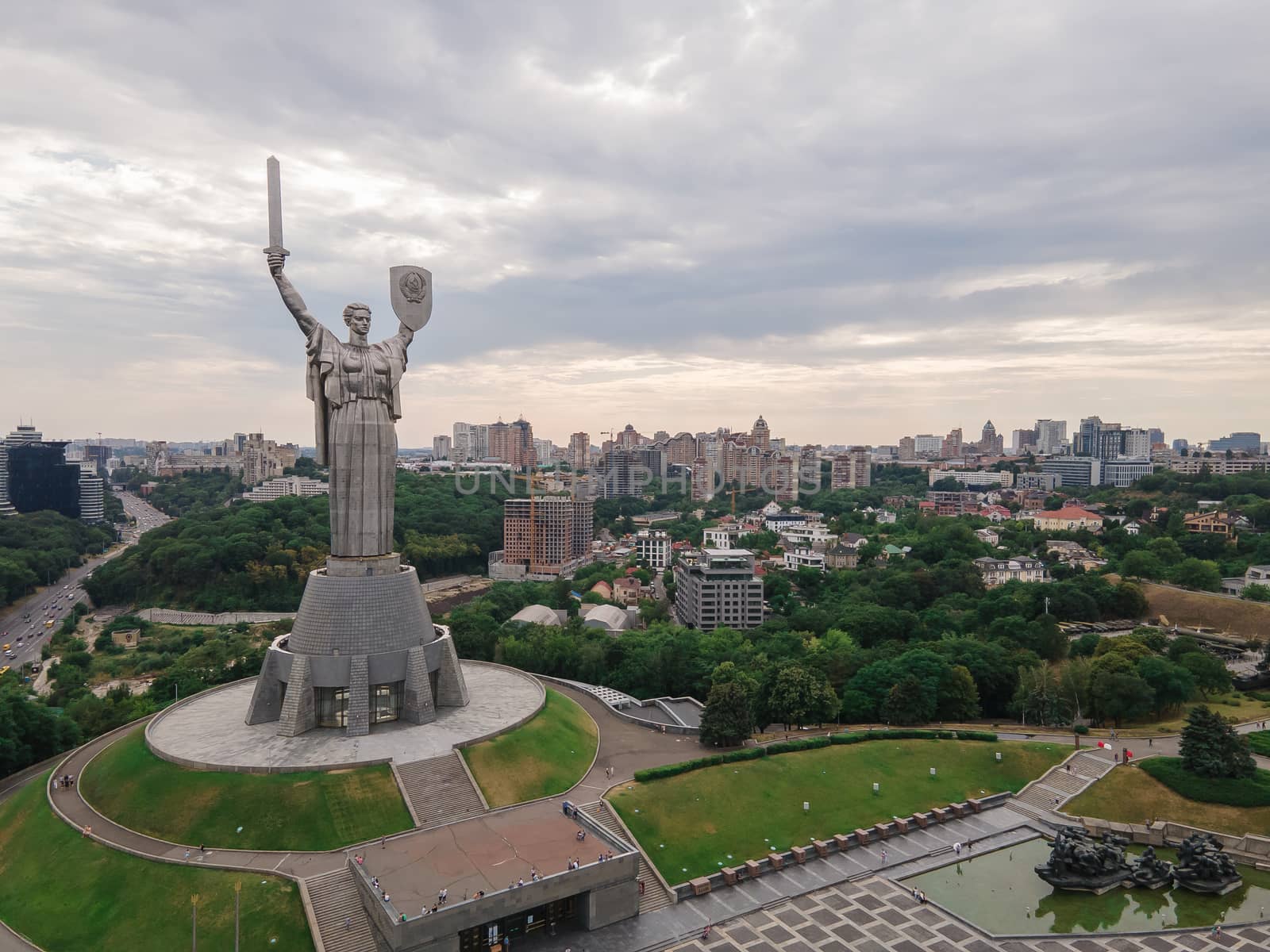 Aerial view of the Motherland Monument. Kyiv, Ukraine by Mykola_Kondrashev