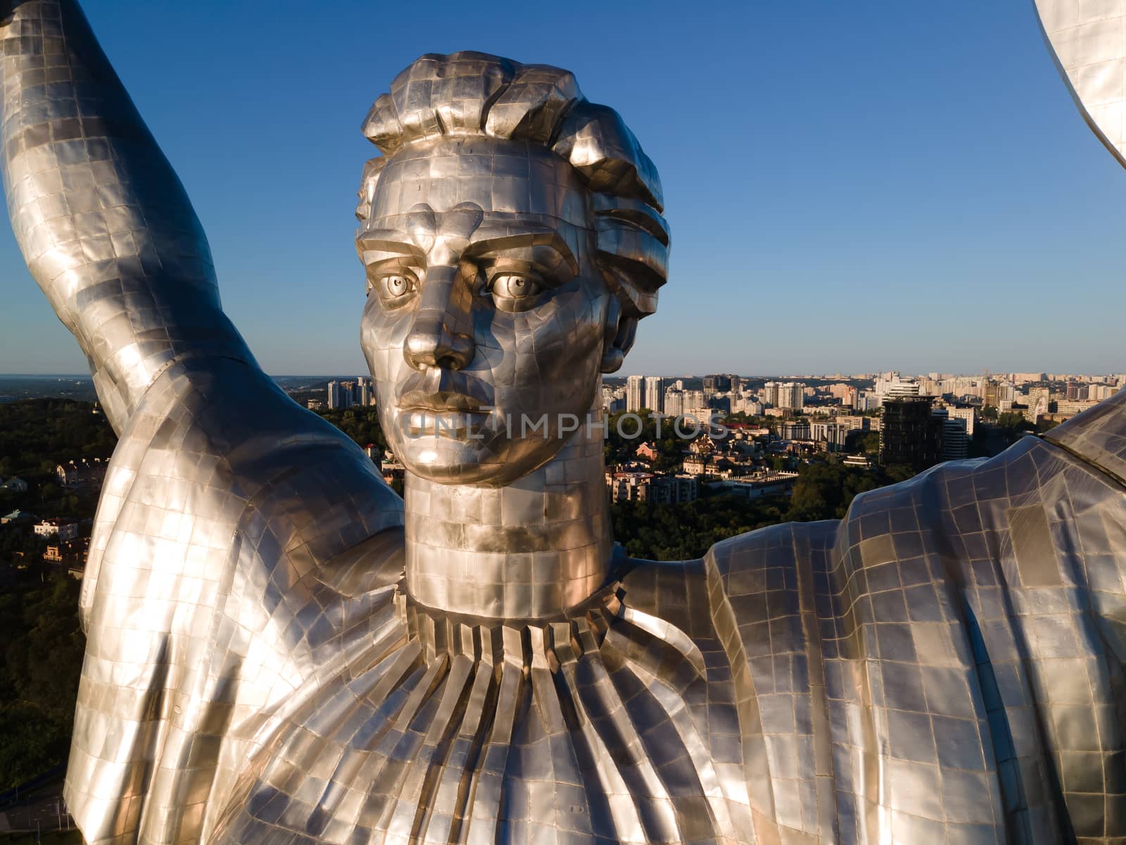 Monument Motherland in the morning. Kyiv, Ukraine. Aerial view by Mykola_Kondrashev