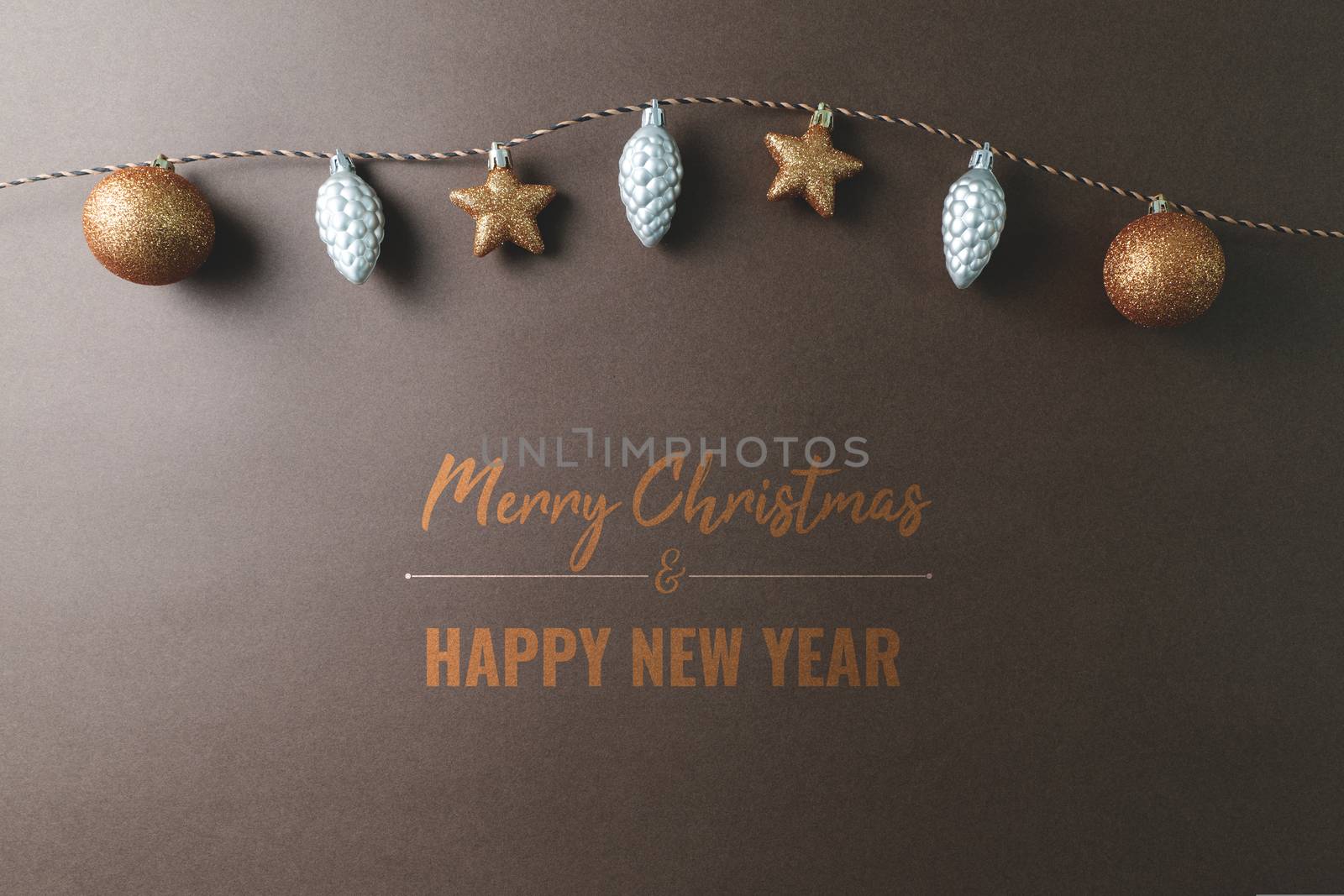 Merry Chrismas and Happy New Year, chrismas ball hanging on the background