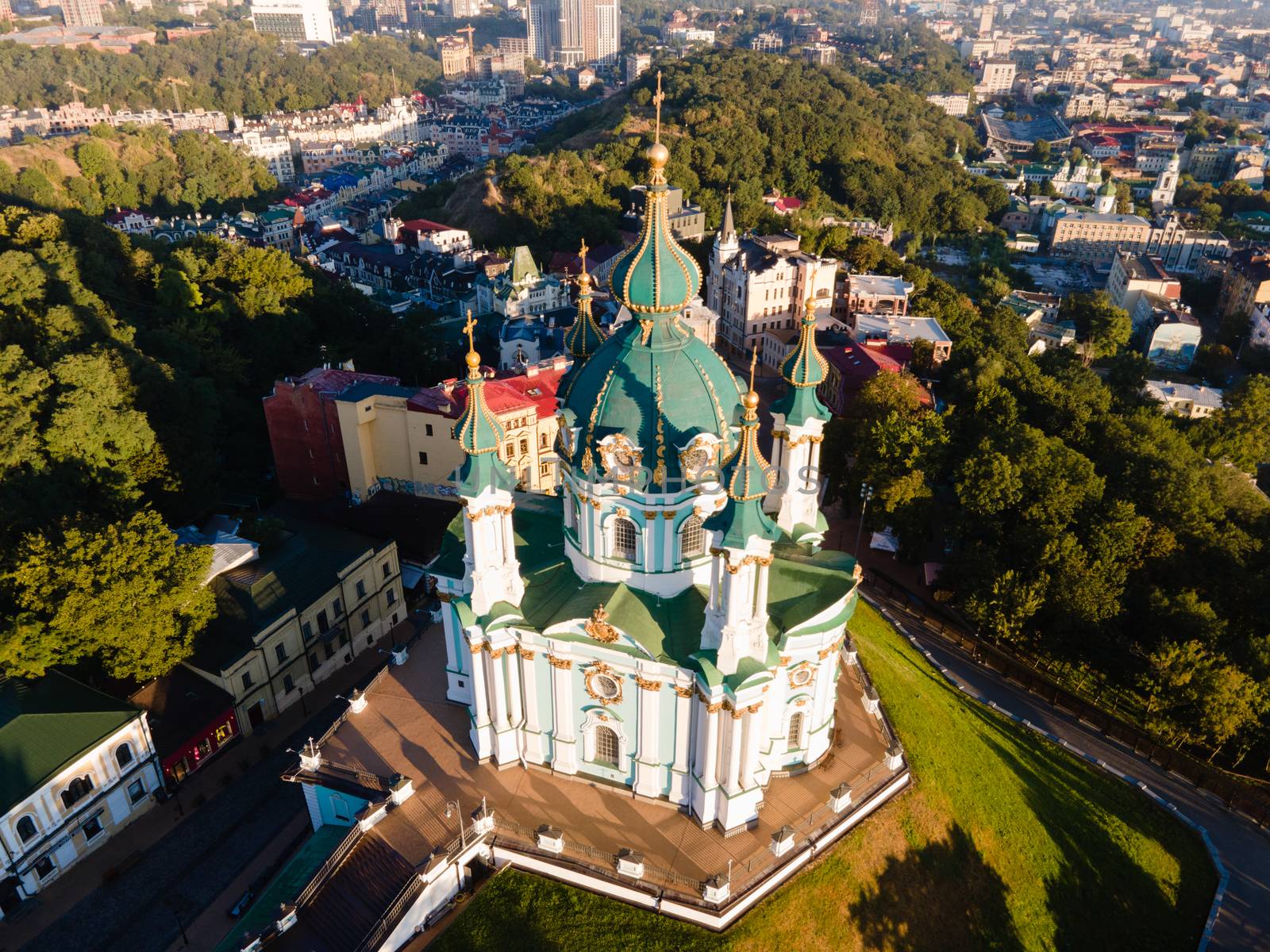 Aerial view of Kyiv St. Andrew's Church. Ukraine by Mykola_Kondrashev