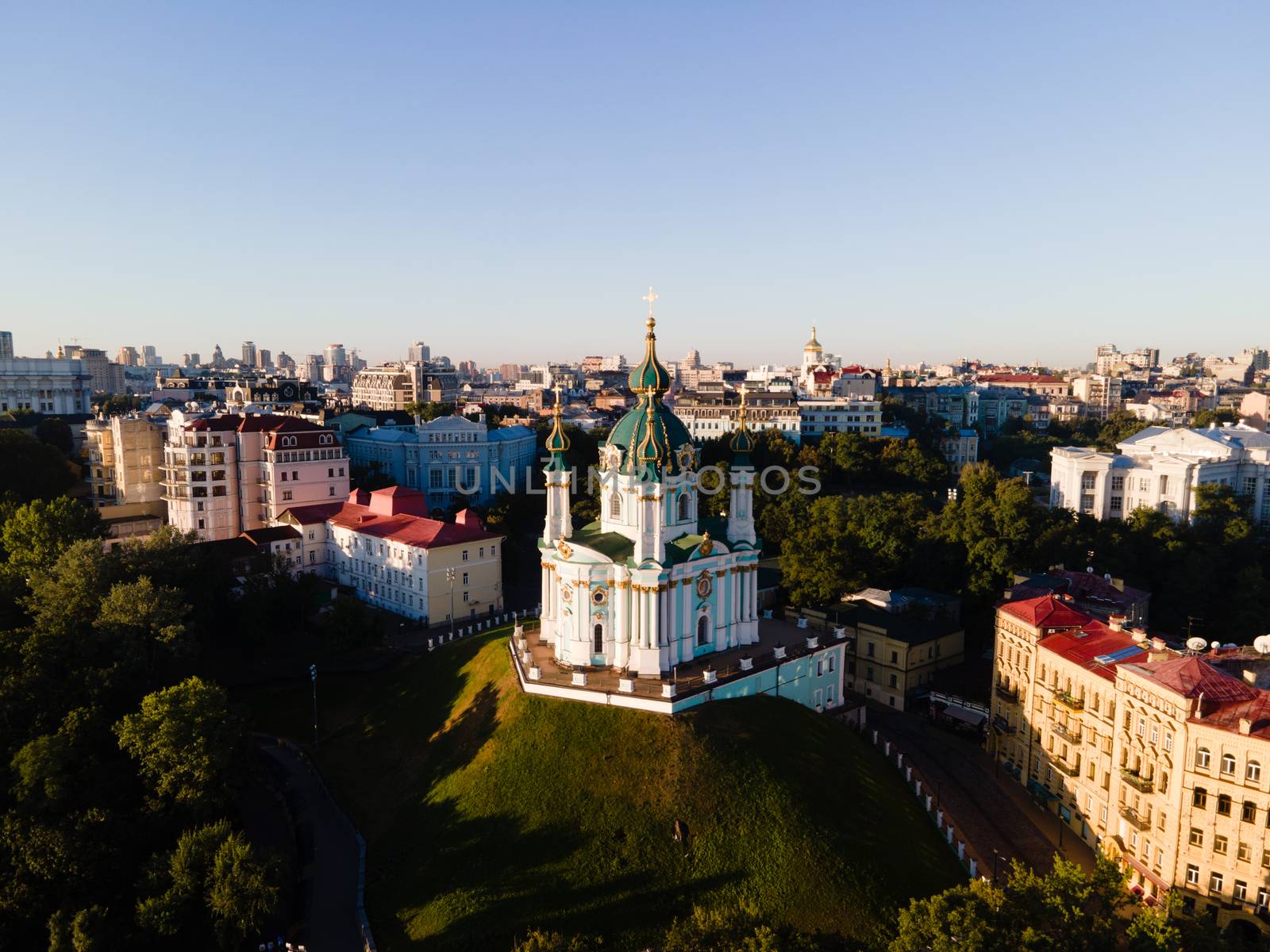 Aerial view of Kyiv St. Andrew's Church. Ukraine by Mykola_Kondrashev