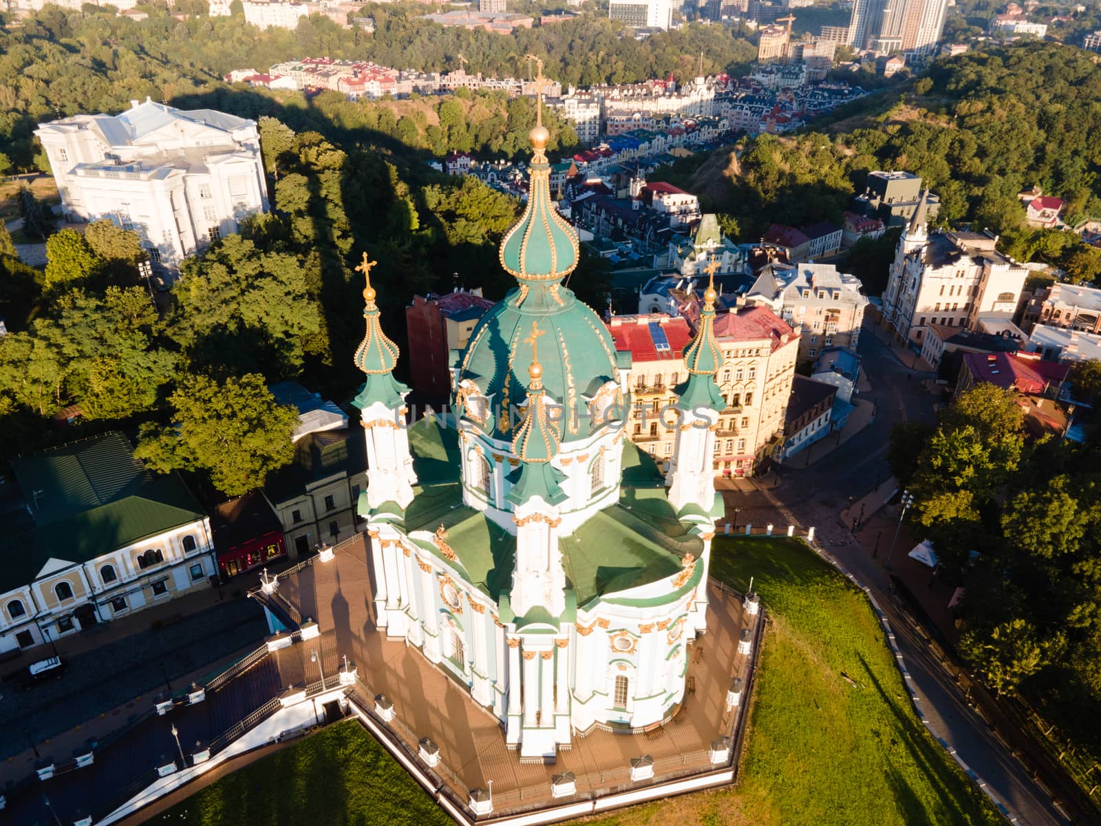 Aerial view of Kyiv St. Andrew's Church. Ukraine by Mykola_Kondrashev