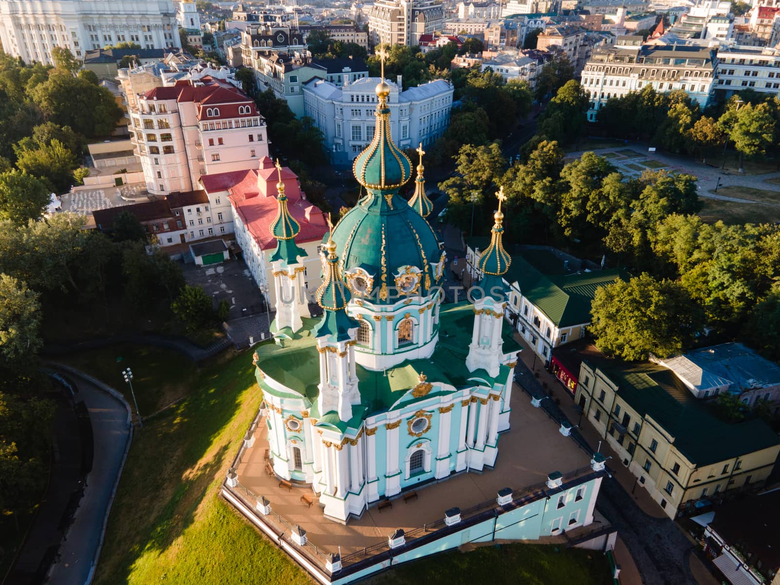 Aerial view of Kyiv St. Andrew's Church. Ukraine by Mykola_Kondrashev