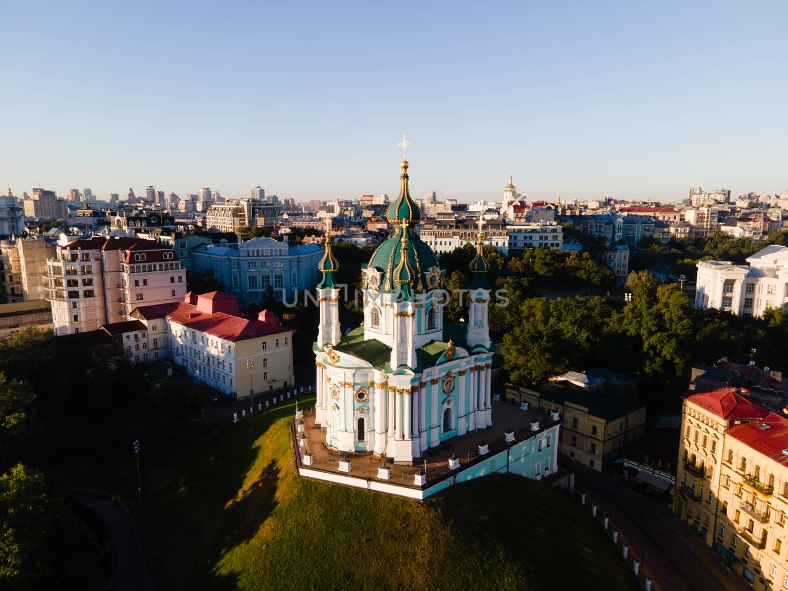 Aerial view of Kyiv St. Andrew's Church. Ukraine by Mykola_Kondrashev