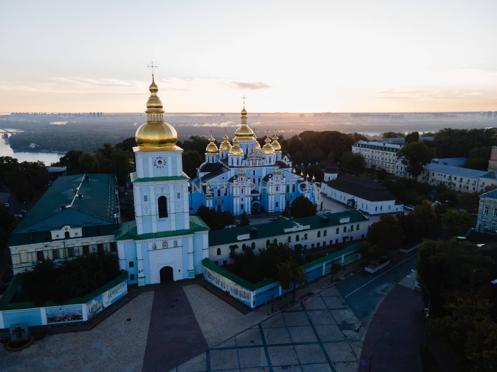 St. Michael's Golden-Domed Monastery in Kyiv, Ukraine. Aerial view.