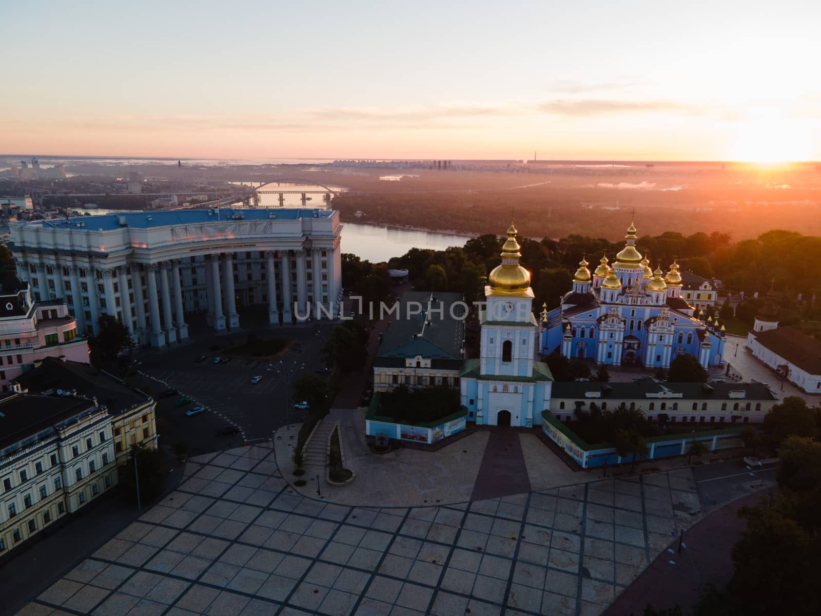 St. Michael's Golden-Domed Monastery in Kyiv, Ukraine. Aerial view.