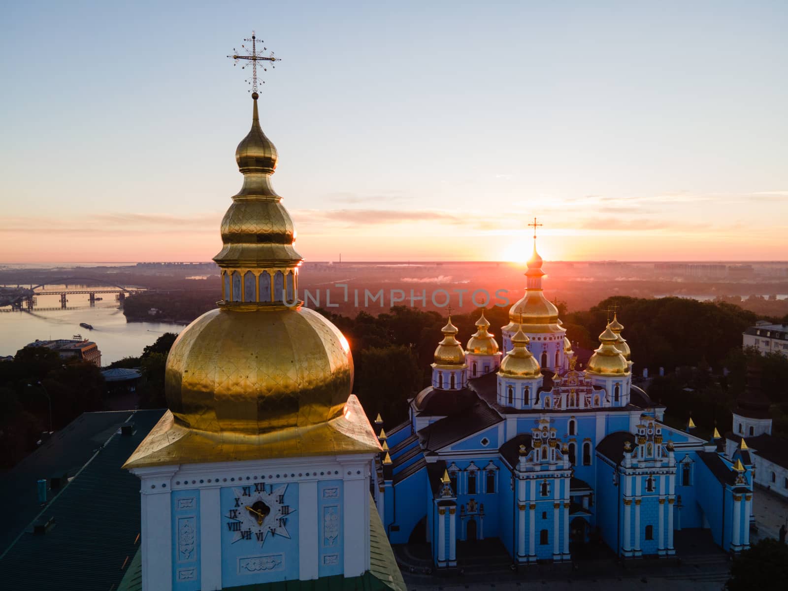 St. Michael's Golden-Domed Monastery in Kyiv, Ukraine. Aerial view.