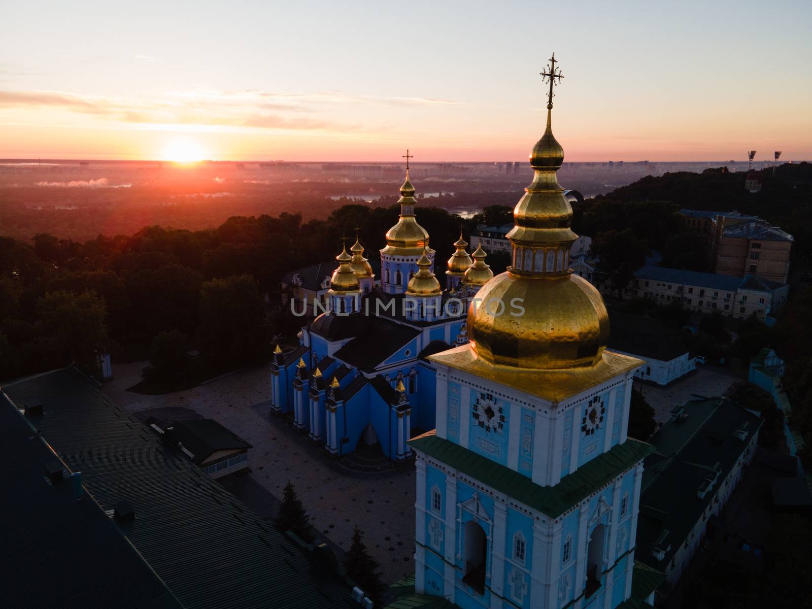 St. Michael's Golden-Domed Monastery in Kyiv, Ukraine. Aerial view.