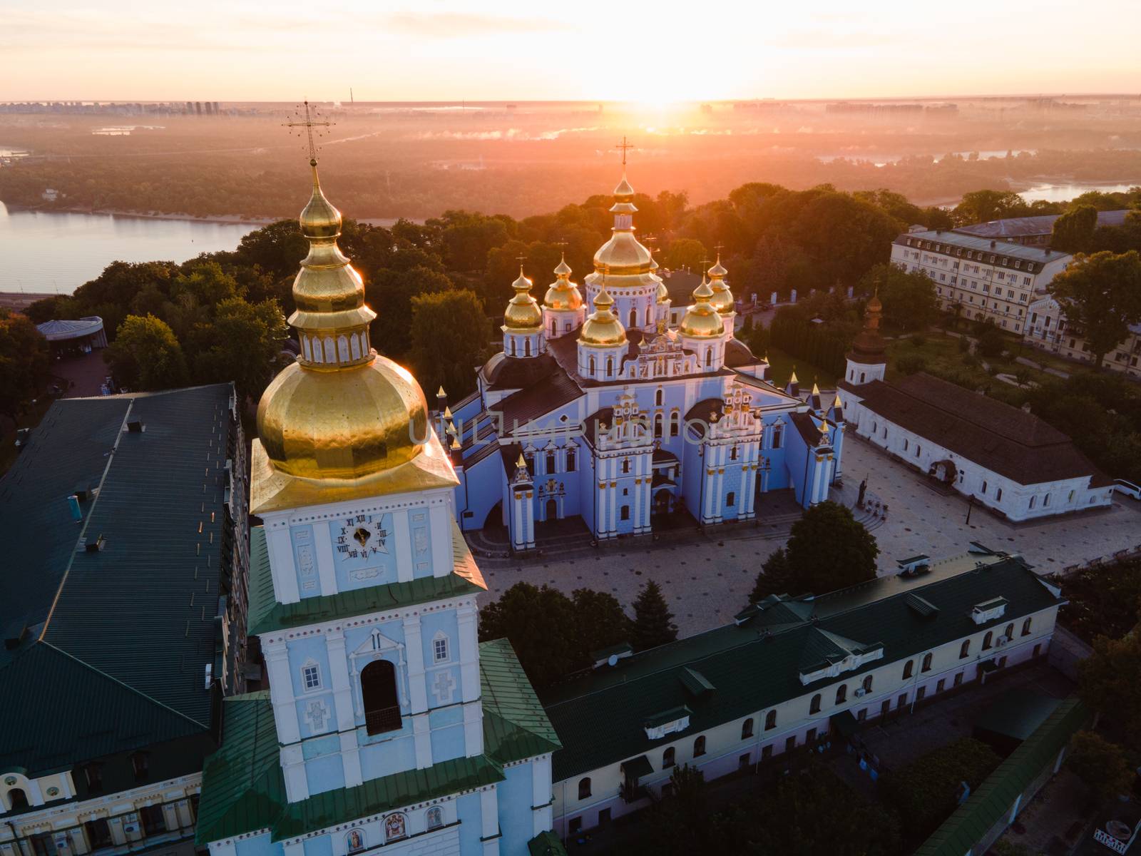 St. Michael's Golden-Domed Monastery in Kyiv, Ukraine. Aerial view.