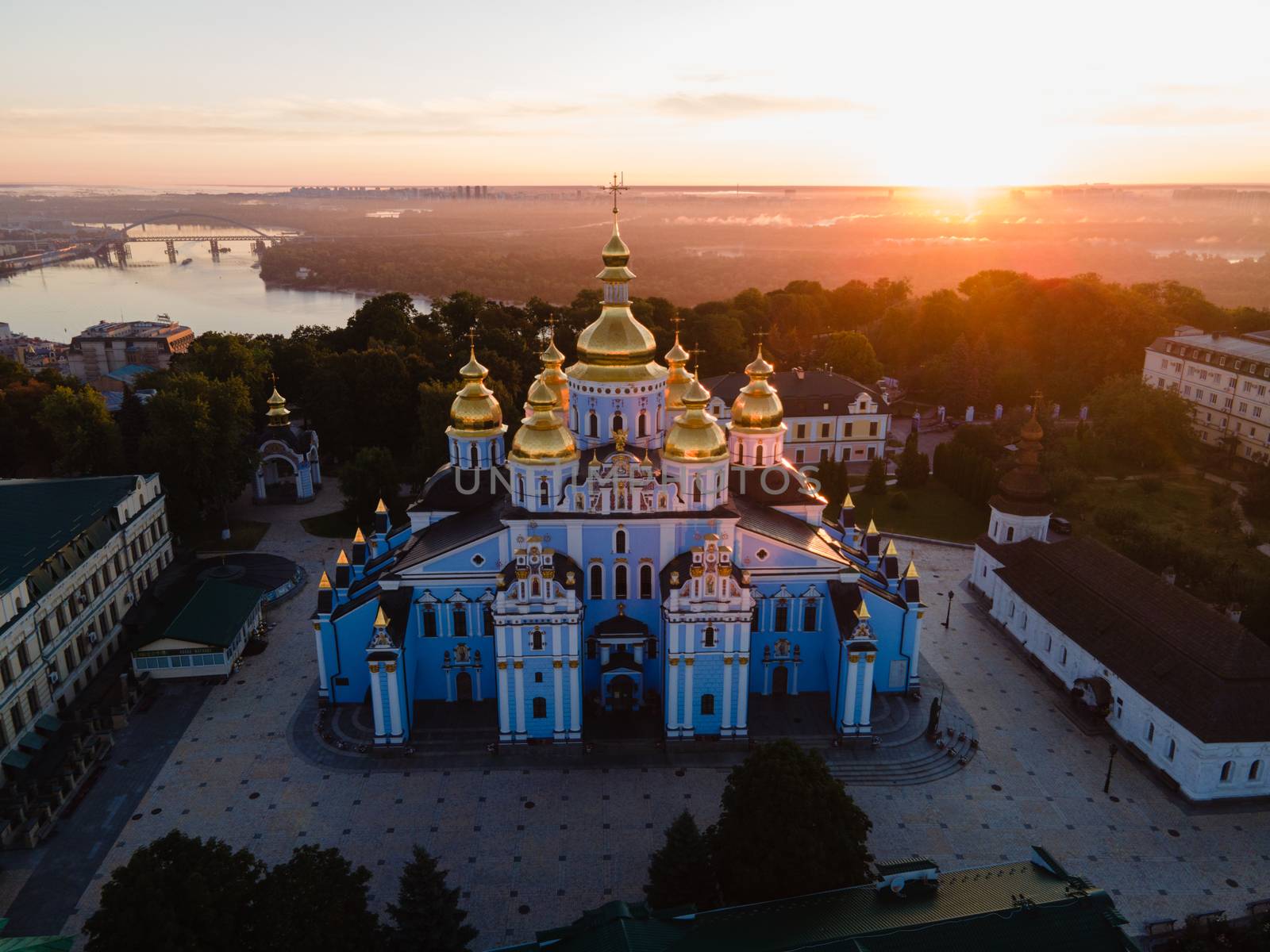 St. Michael's Golden-Domed Monastery in Kyiv, Ukraine. Aerial view.