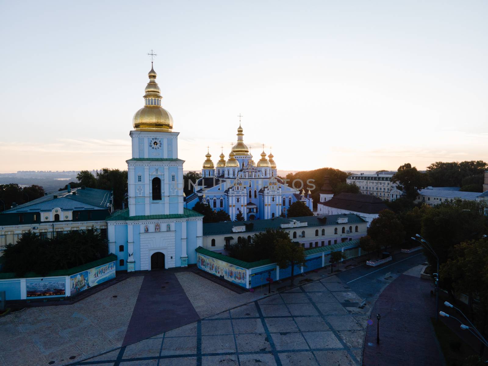 St. Michael's Golden-Domed Monastery in Kyiv, Ukraine. Aerial view.