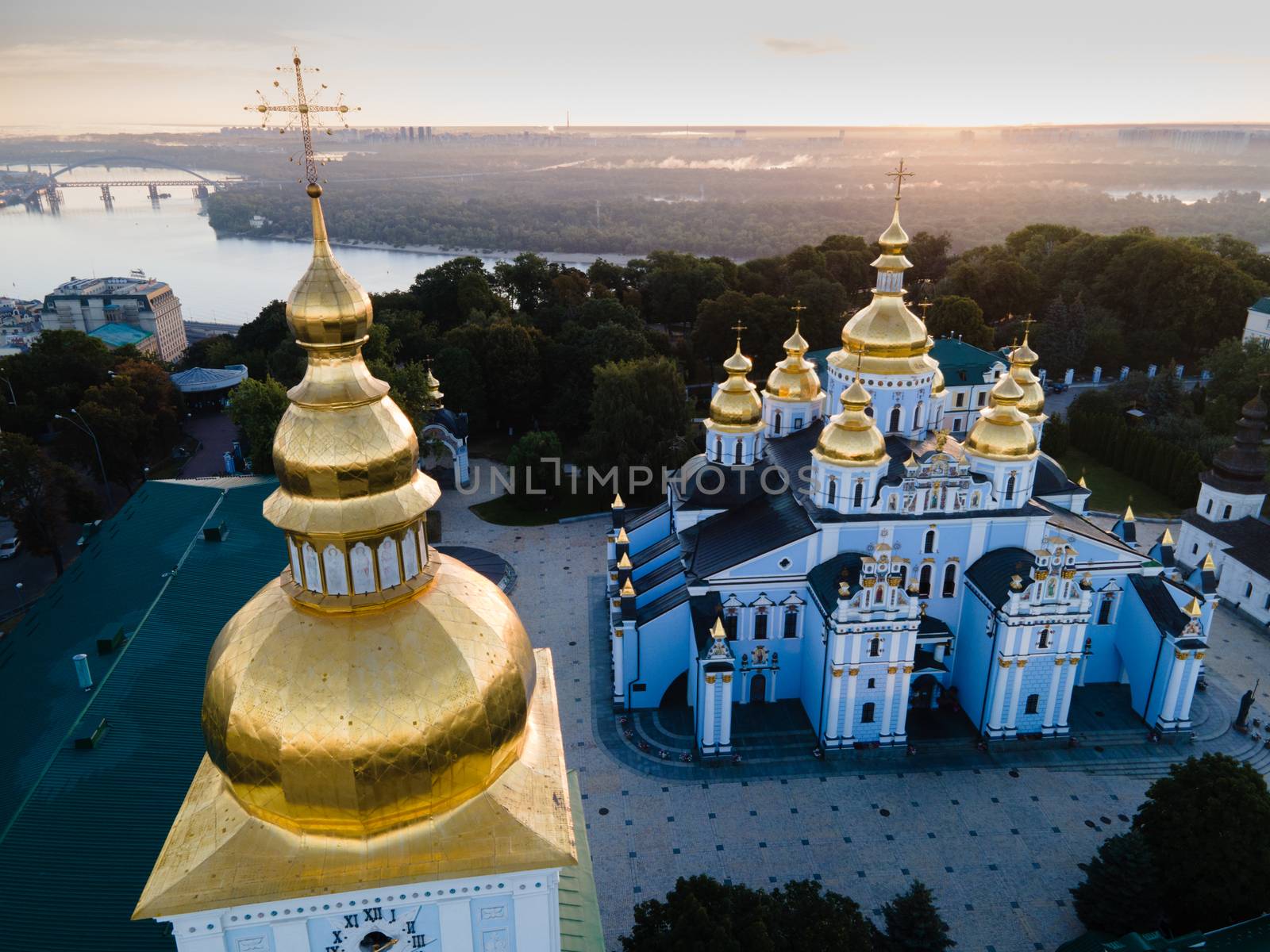 Kyiv, Ukraine aerial view : St. Michael's Golden-Domed Monastery by Mykola_Kondrashev