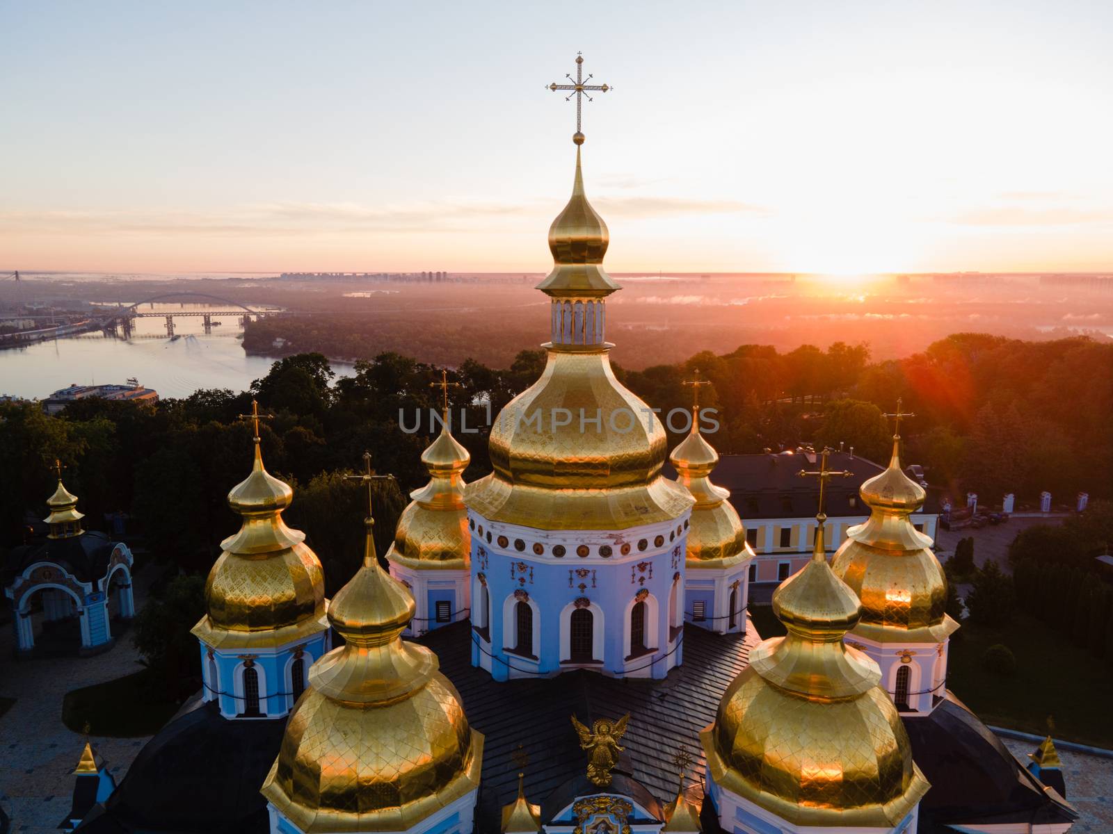 Kyiv, Ukraine aerial view : St. Michael's Golden-Domed Monastery by Mykola_Kondrashev