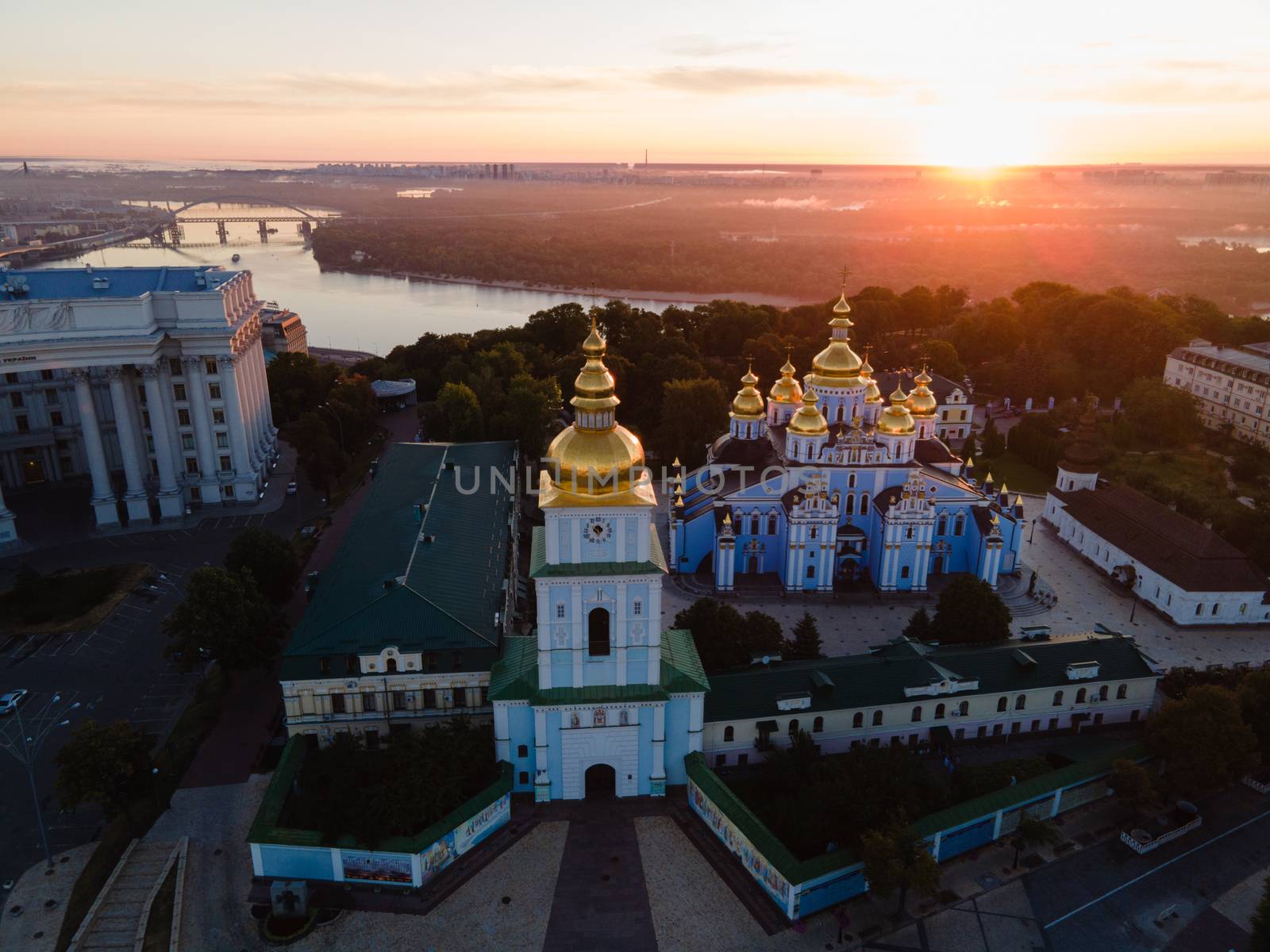 St. Michael's Golden-Domed Monastery in Kyiv, Ukraine. Aerial view.