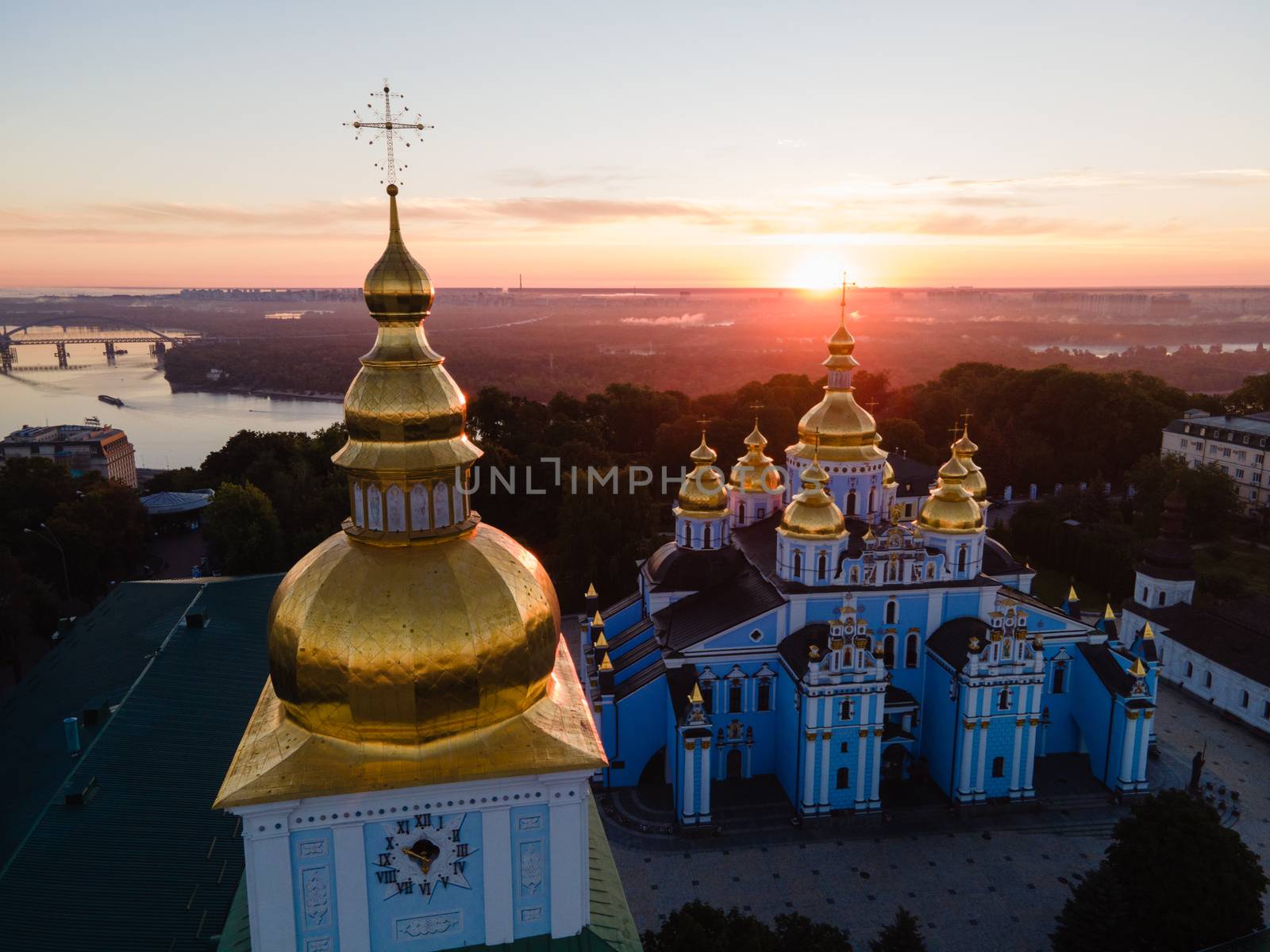 St. Michael's Golden-Domed Monastery in Kyiv, Ukraine. Aerial view.