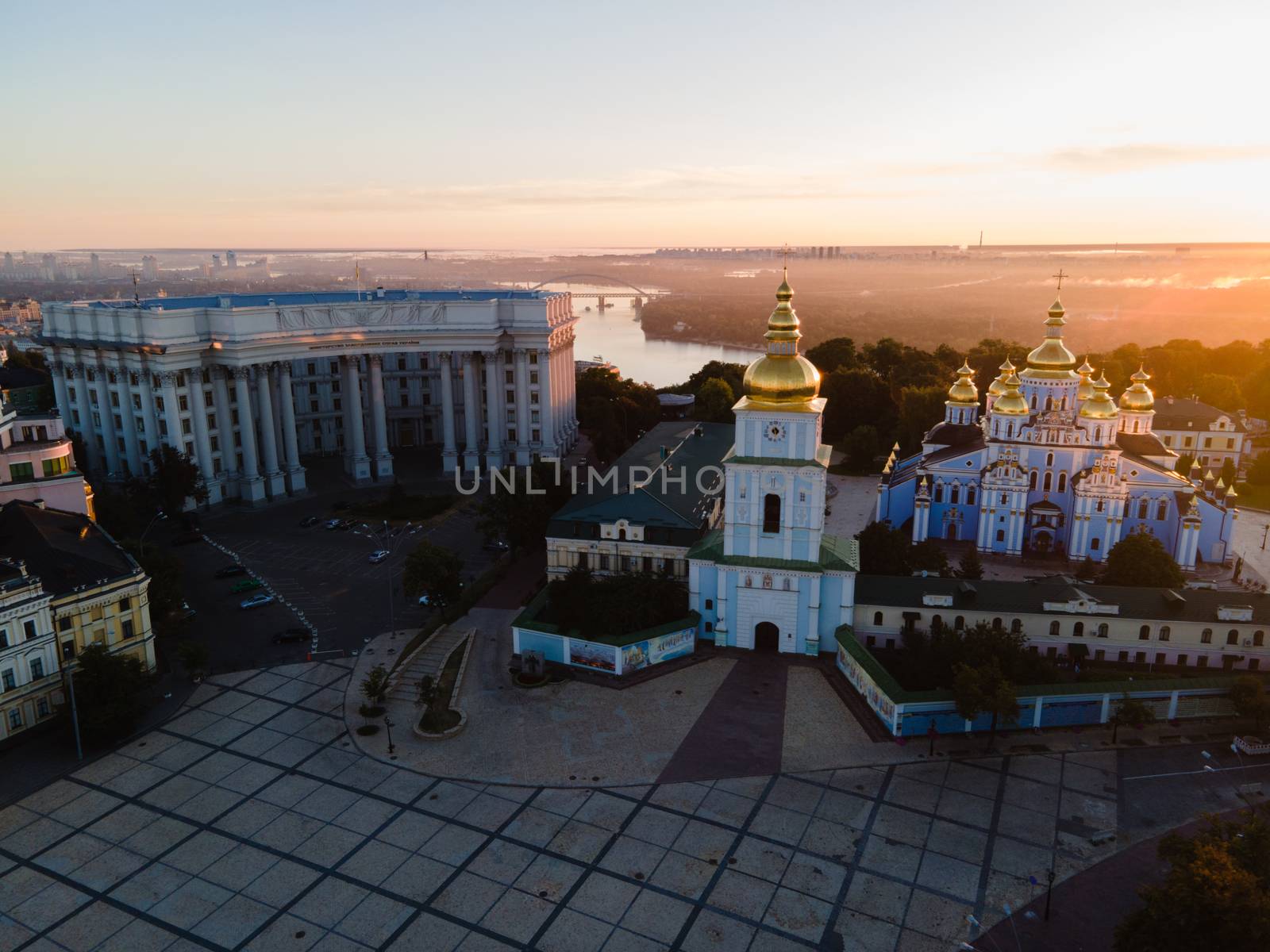 St. Michael's Golden-Domed Monastery in Kyiv, Ukraine. Aerial view.