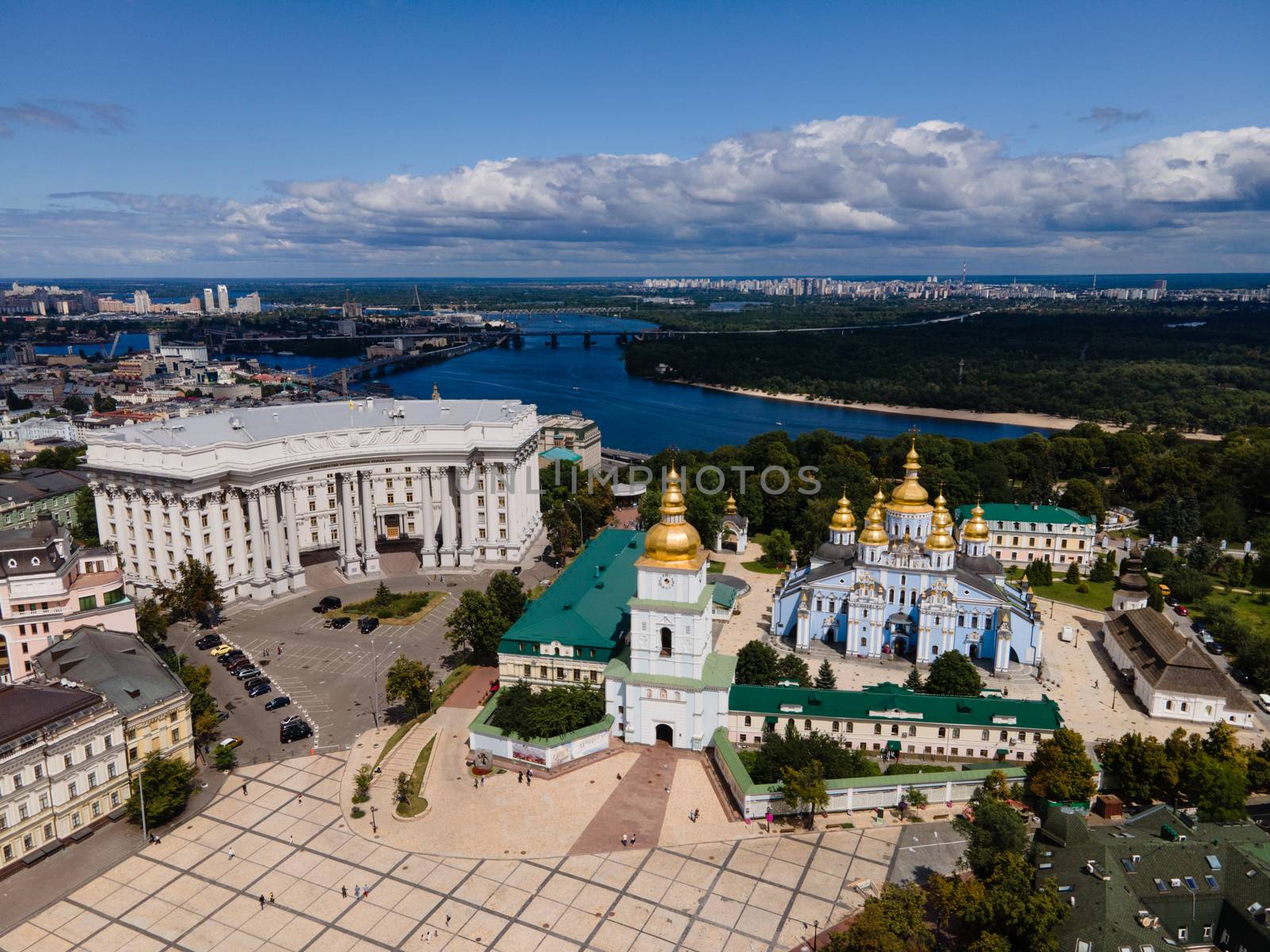 St. Michael's Golden-Domed Monastery in Kyiv, Ukraine. Aerial view by Mykola_Kondrashev