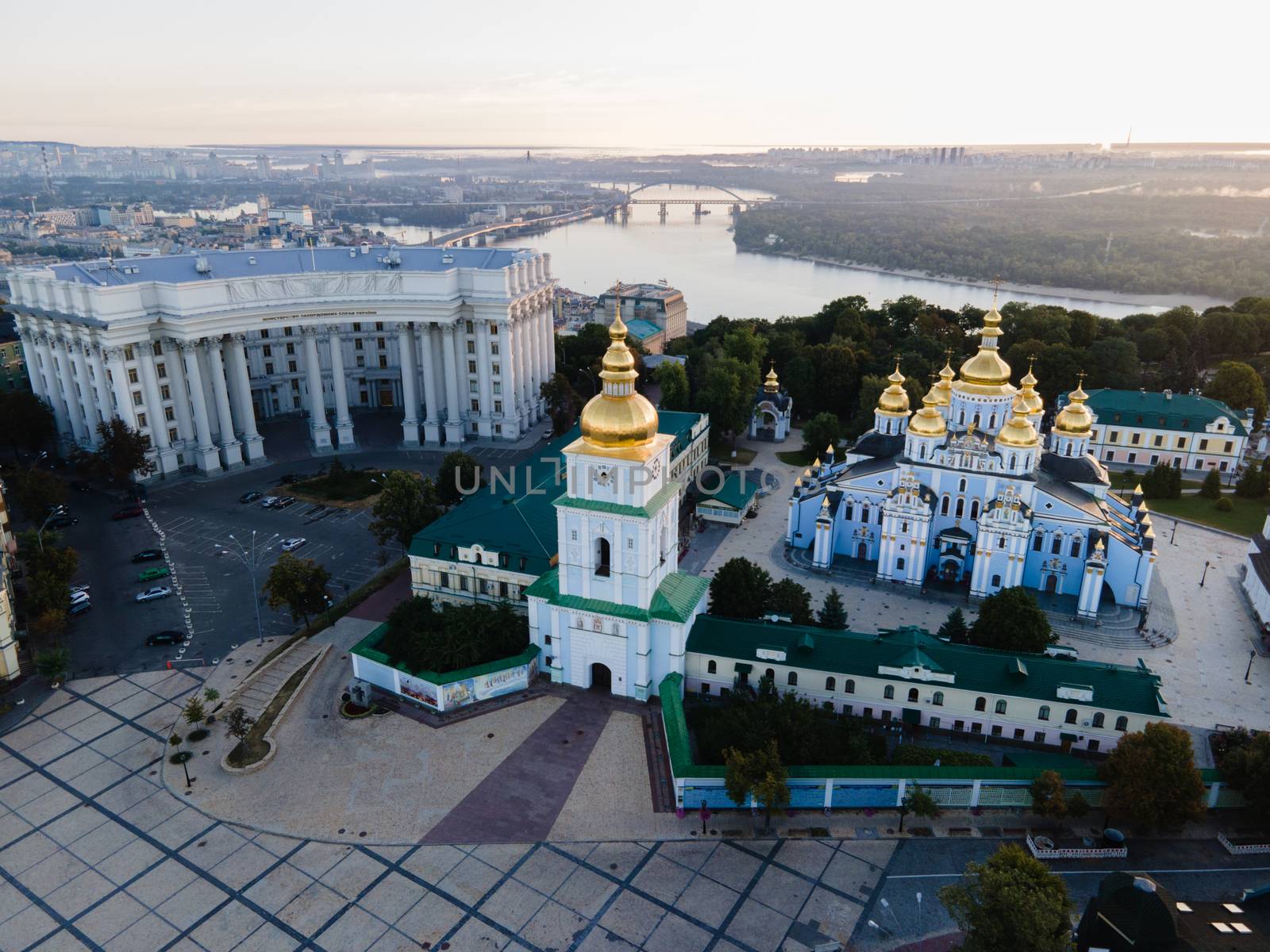 St. Michael's Golden-Domed Monastery in Kyiv, Ukraine. Aerial view.