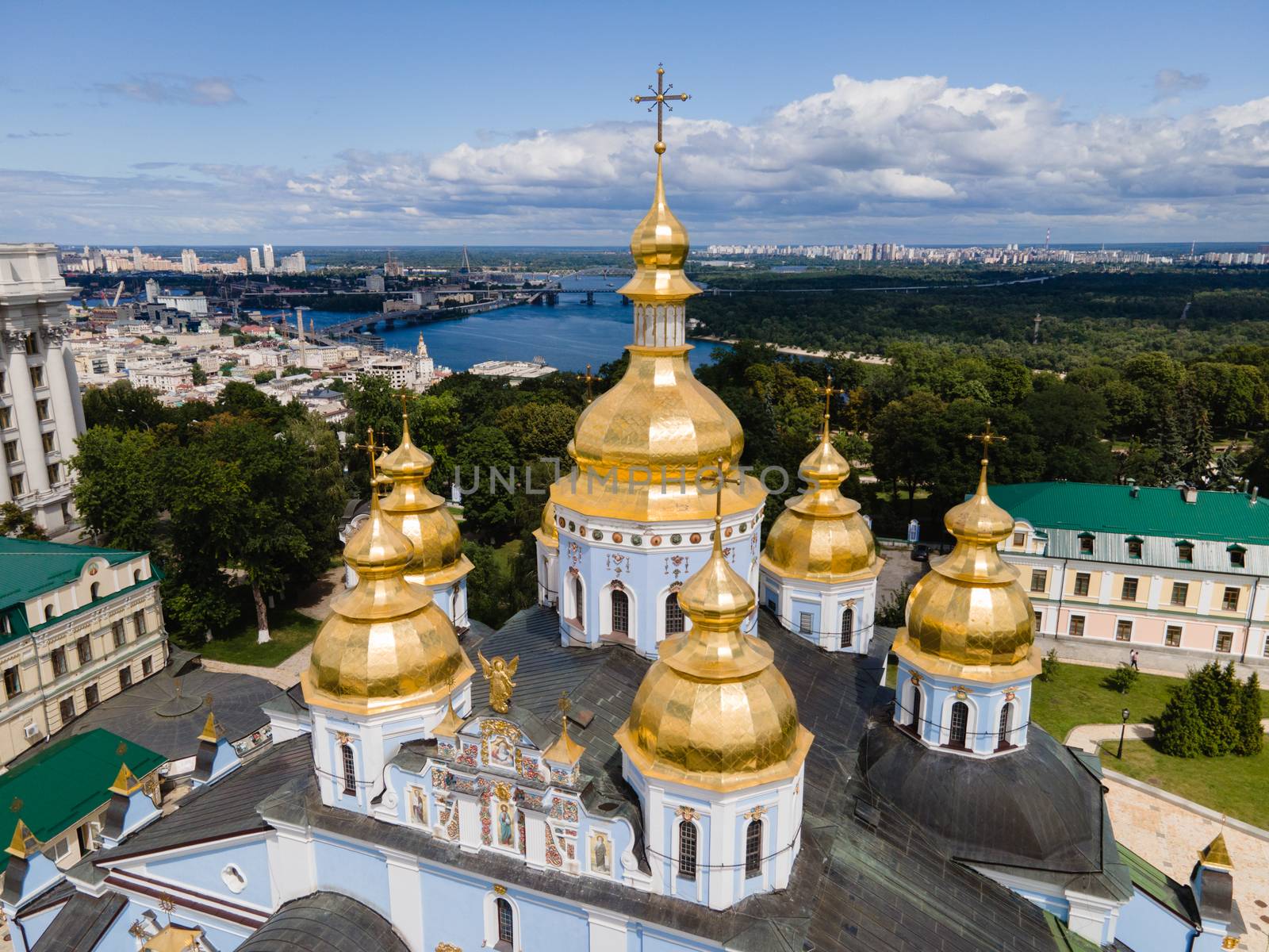 St. Michael's Golden-Domed Monastery in Kyiv, Ukraine. Aerial view by Mykola_Kondrashev