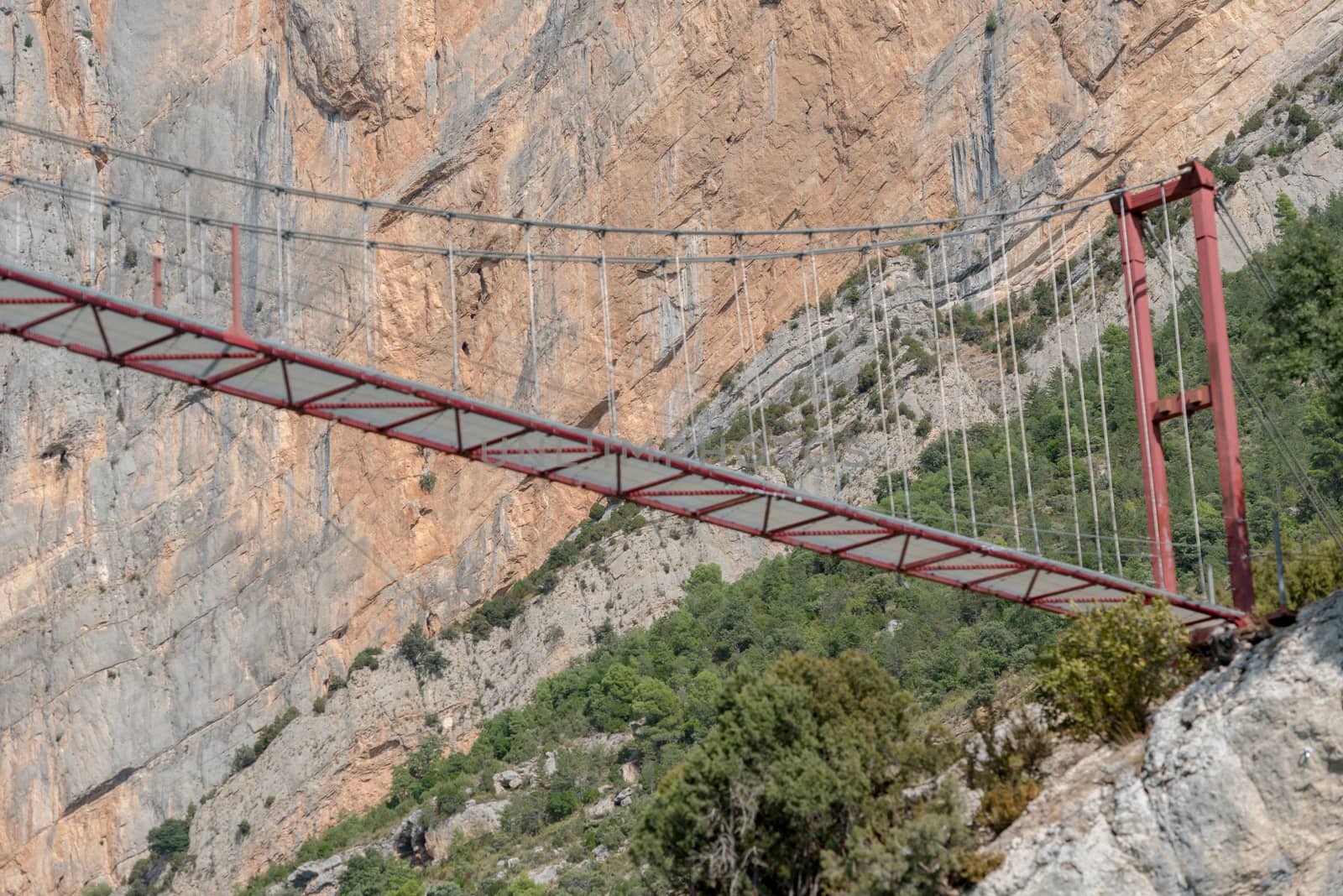 View of the Congost de Mont-rebei gorge in Catalonia, Spain in summer 2020.