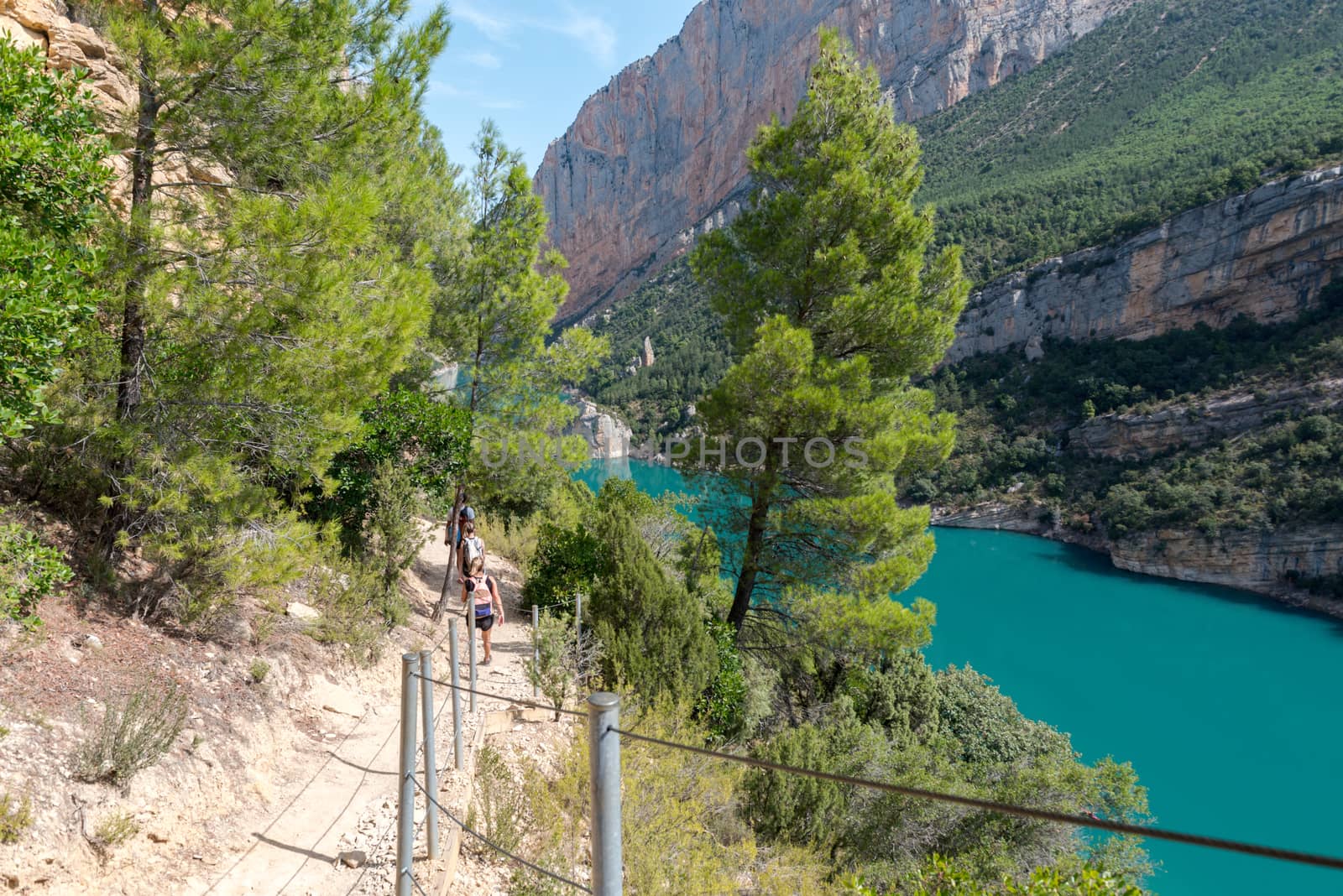 Congost de Montrebei, Catalonia, Spain : 2020 16 september : People in the trial in  Montrebei gorge in Catalonia, Spain in summer 2020.