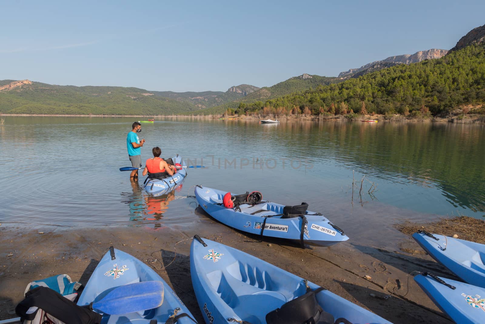 Congost de Montrebei, Catalonia, Spain : 2020 16 september : Pier in the Montrebei gorge in Catalonia, Spain in summer 2020.