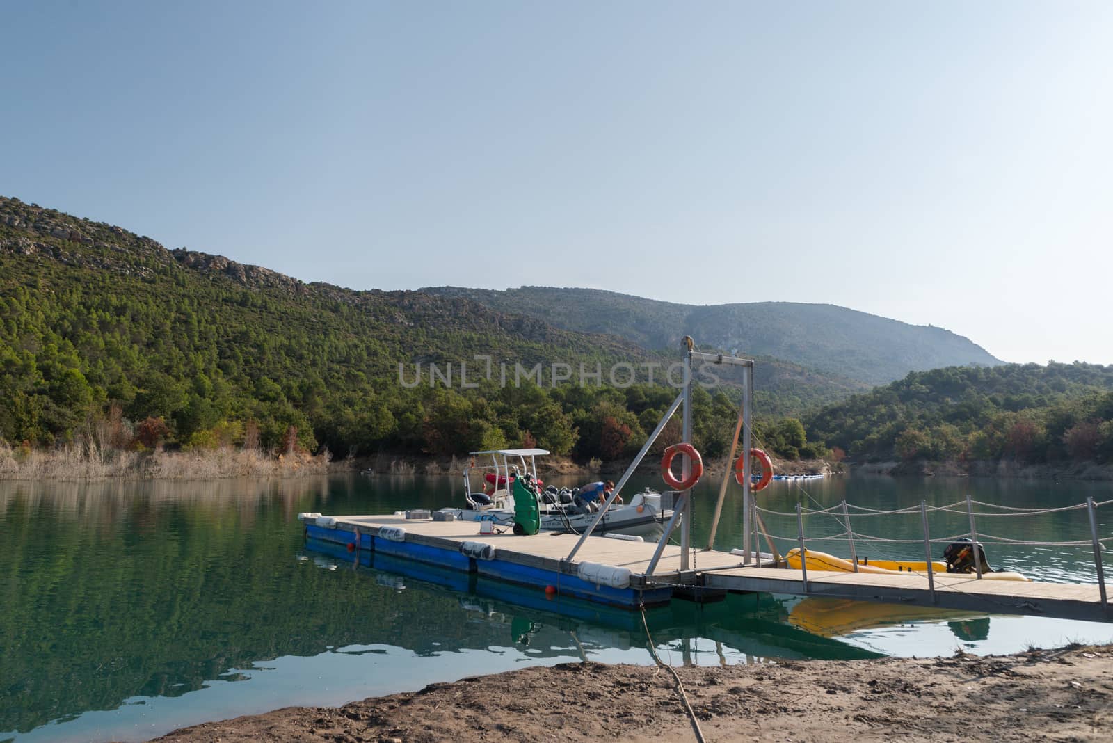 Congost de Montrebei, Catalonia, Spain : 2020 16 september : Pier in the Montrebei gorge in Catalonia, Spain in summer 2020.