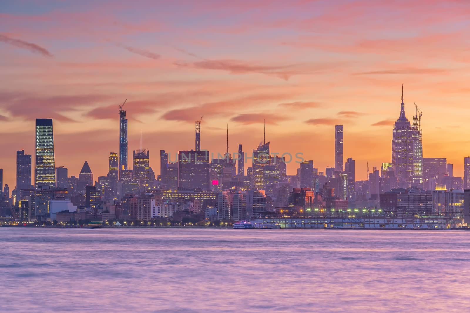 New York City downtown skyline at sunset - beautiful cityscape by f11photo