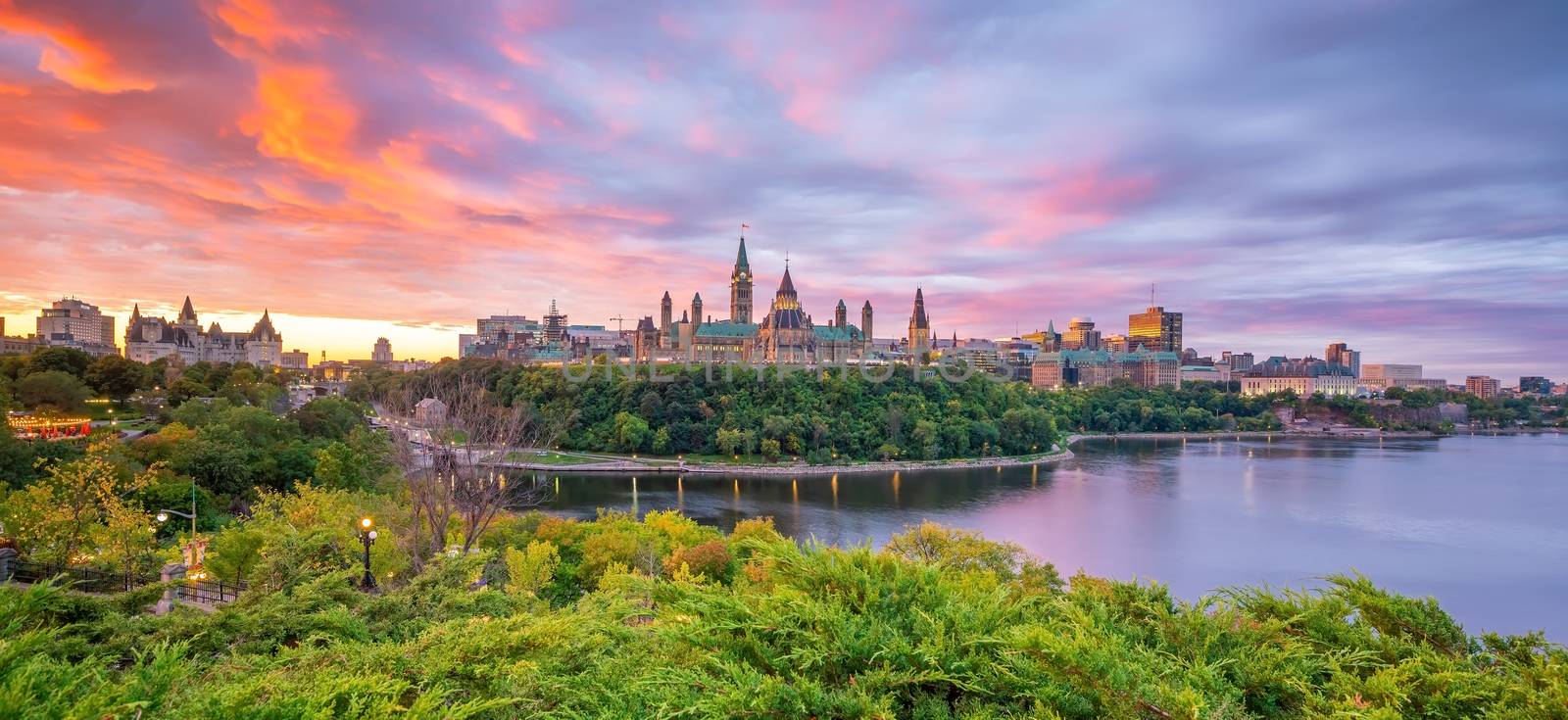 Parliament Hill in Ottawa, Ontario, Canada at Sunset 