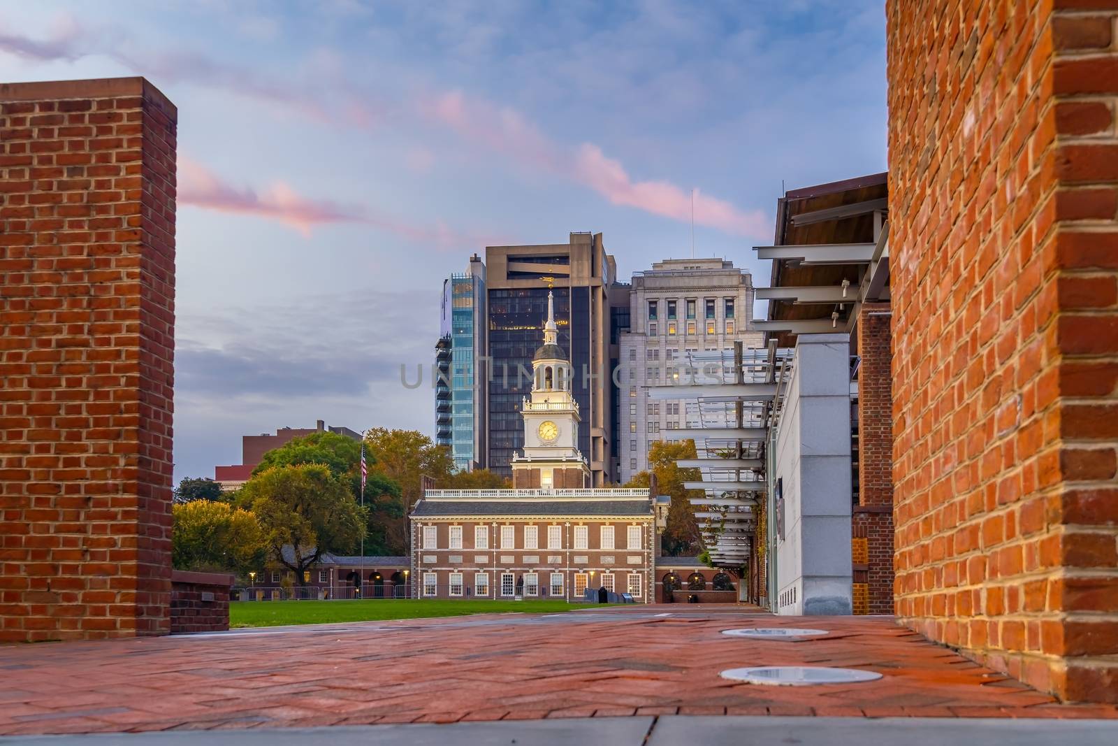 Independence Hall in Philadelphia, Pennsylvania USA at sunrise