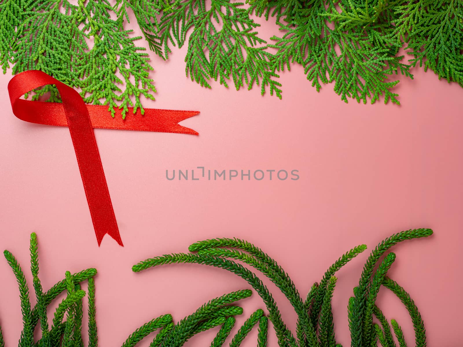 Christmas pink background and copy space.