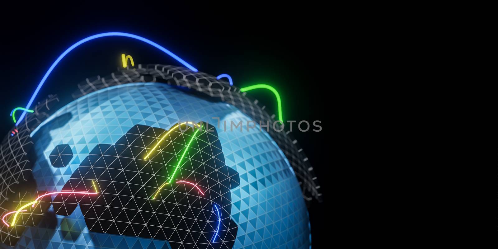 Polygonal 3D globe with line global connections.,Global social network.,3d model and illustration. by anotestocker