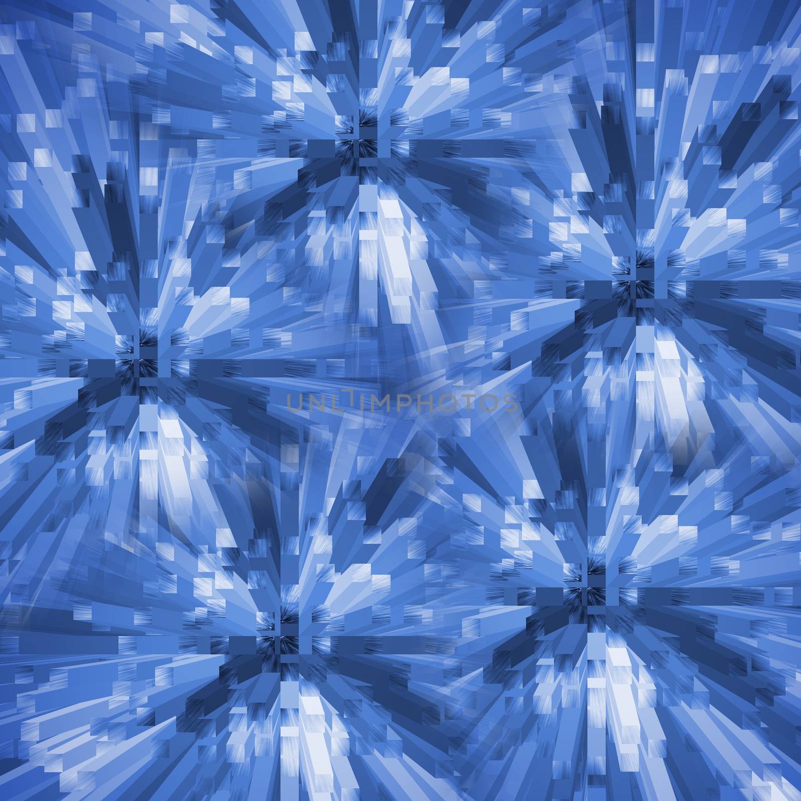 Beautiful abstract image in blue tones with the effect of three-dimensional blocks.
