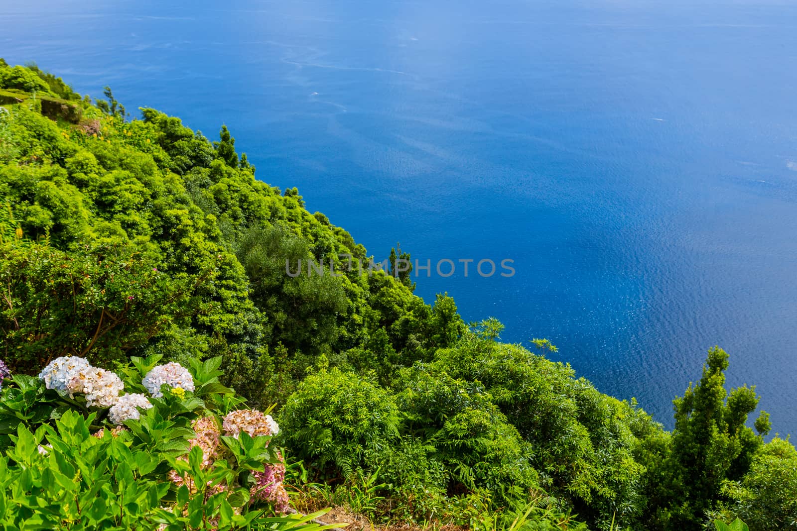 Northeast of the island of Sao Miguel in the Azores. Viewpoint of Ponta do Sossego. Amazingly point of interest in a major destination of Portugal.