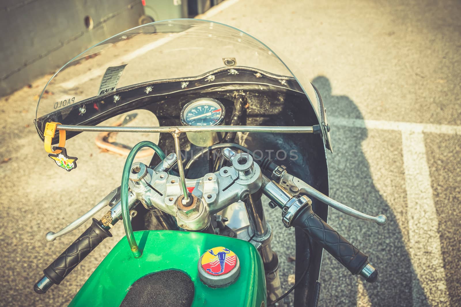 TERNI,ITALY SEPTEMBER 18 2020:detail of a vintage benelli 250 motorcycle