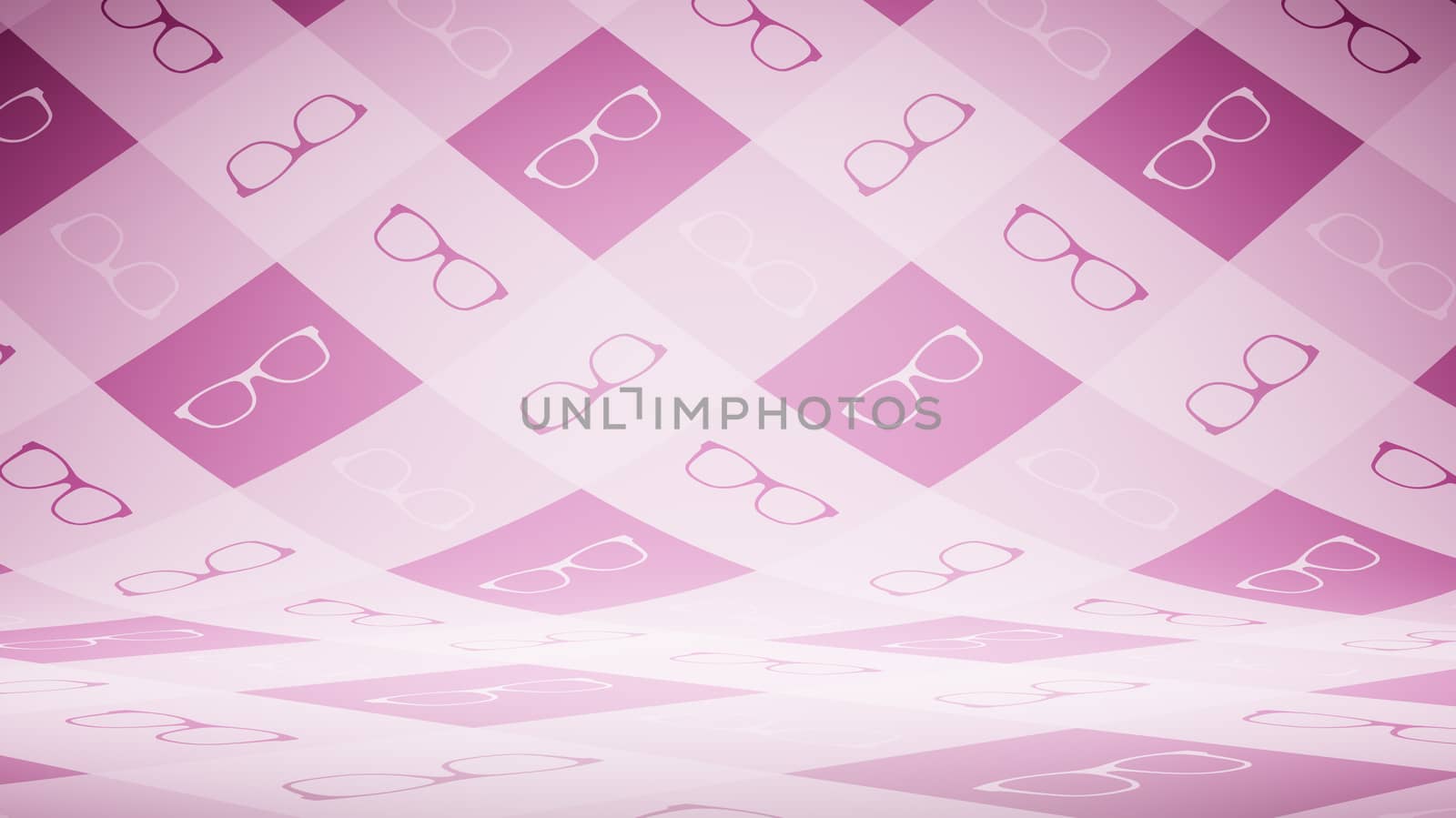 Empty Blank Pruple and White Glasses Shape Pattern Studio Background 3D Render Illustration