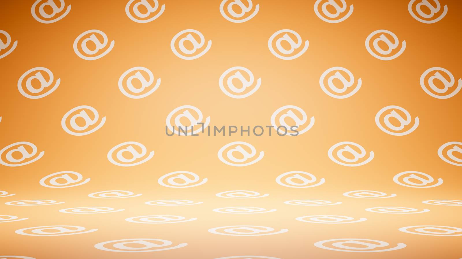 Empty Blank Orange and White Email Symbol Pattern Studio Background 3D Render Illustration