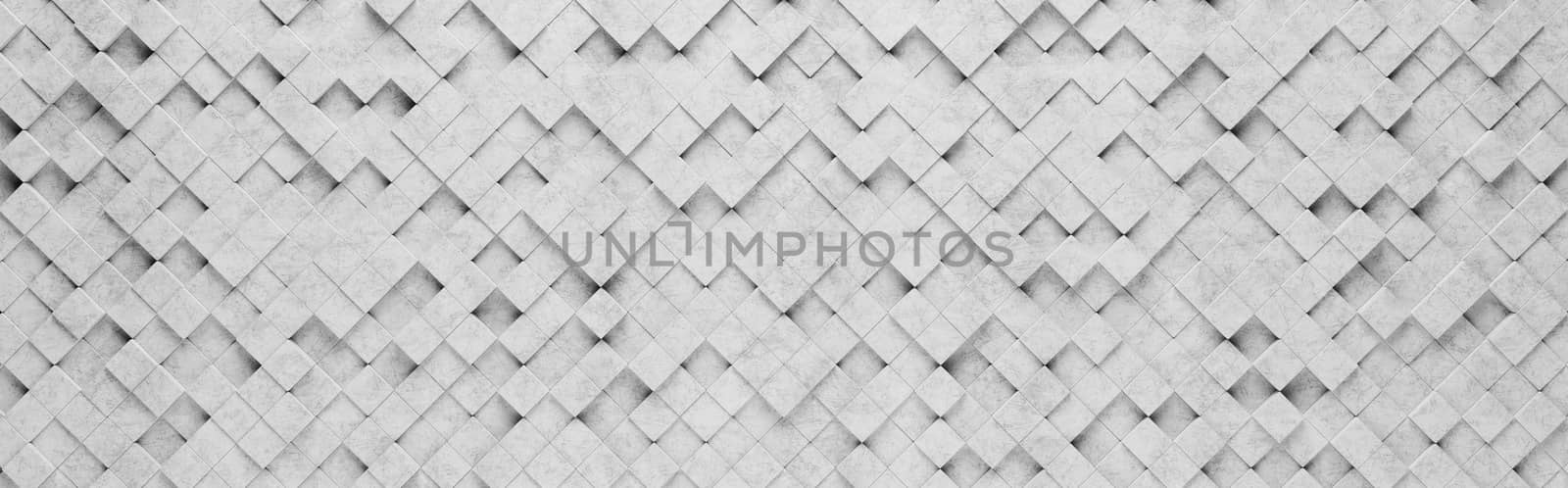 Wall of Small Gray Squares Tiles Arranged in Random Height 3D Pattern Background Illustration