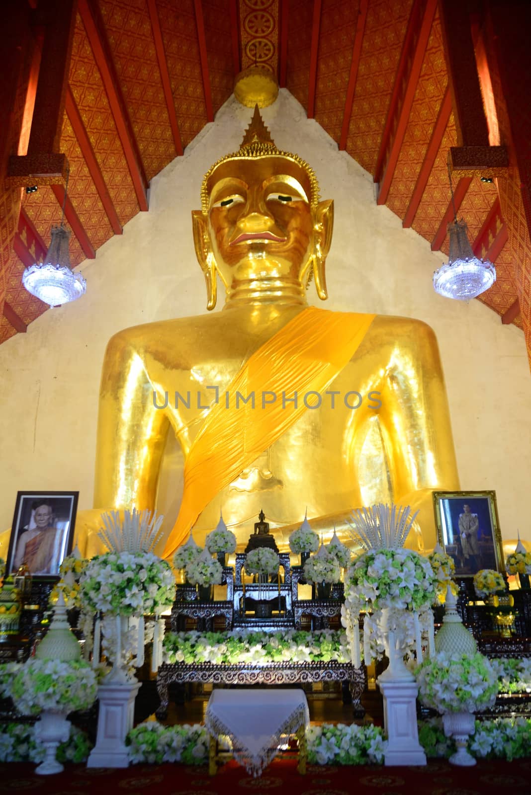 Phayao, Thailand  – 21 December, 2019 : Phrachao Ton Luang big Buddha Statue in temple of Wat Si Khom Kham at Phayao province, Thailand