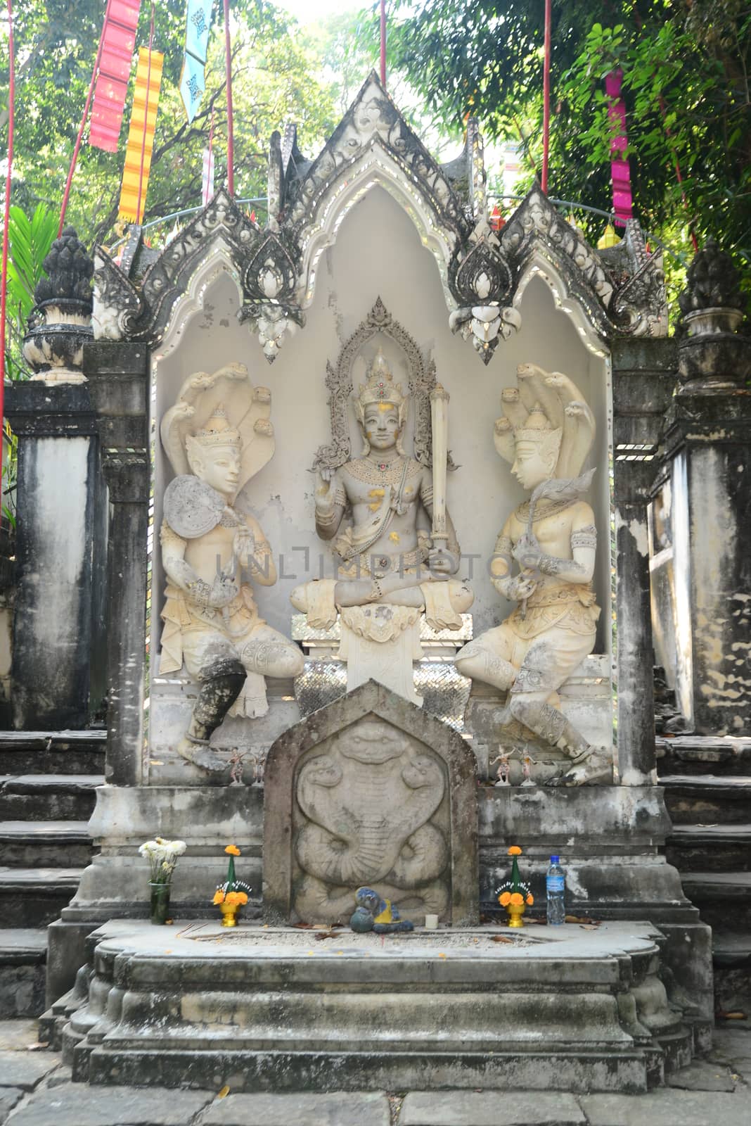 Phayao, Thailand – 21 December, 2019 : Deva statue in Wat Analyo Thipayaram, Phayao province, Thailand