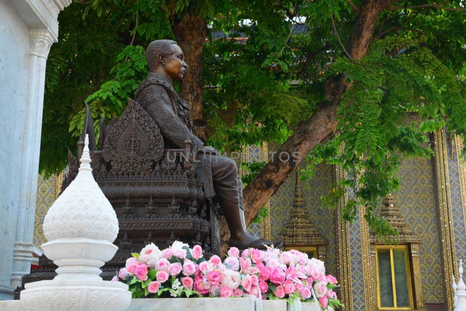 BANGKOK, THAILAND -JANUARY 30, 2020 : King Chulalongkorn Monument (King Rama V) at Wat Ratchabophit