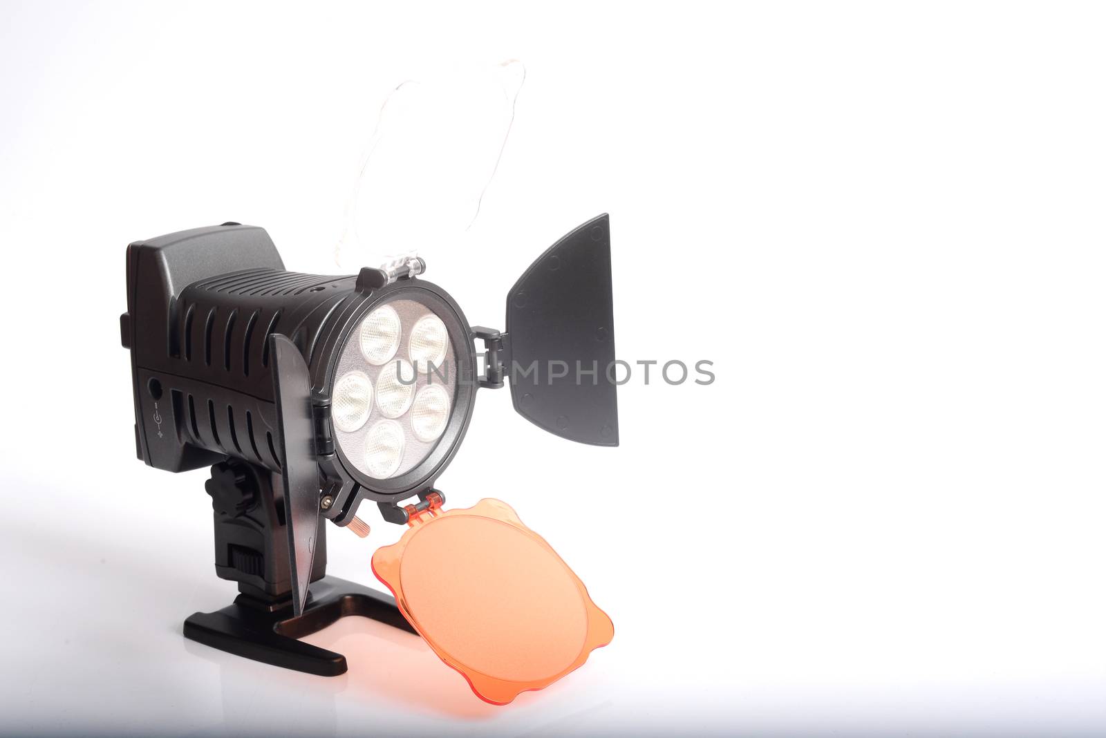 LED light for video and photography production on white  background