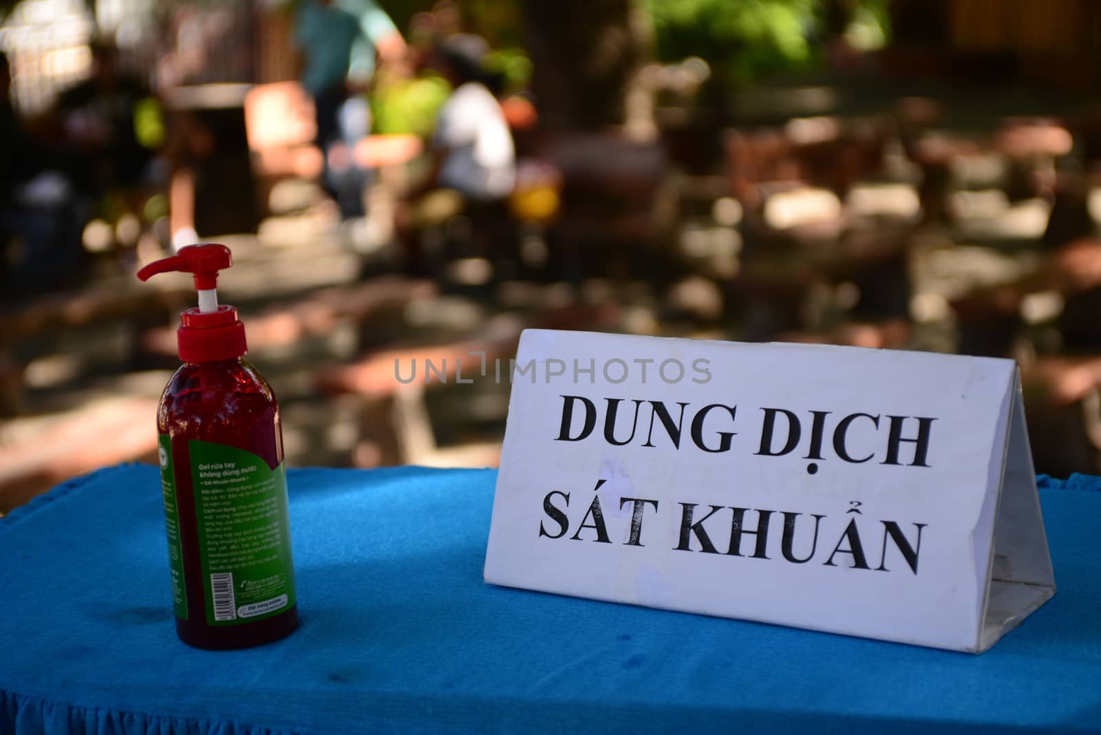 NHA TRANG, VIETNAM – 28 FEBRUARY 2020 : Hand washing gel in various places, at tourist spots for protection  germ 