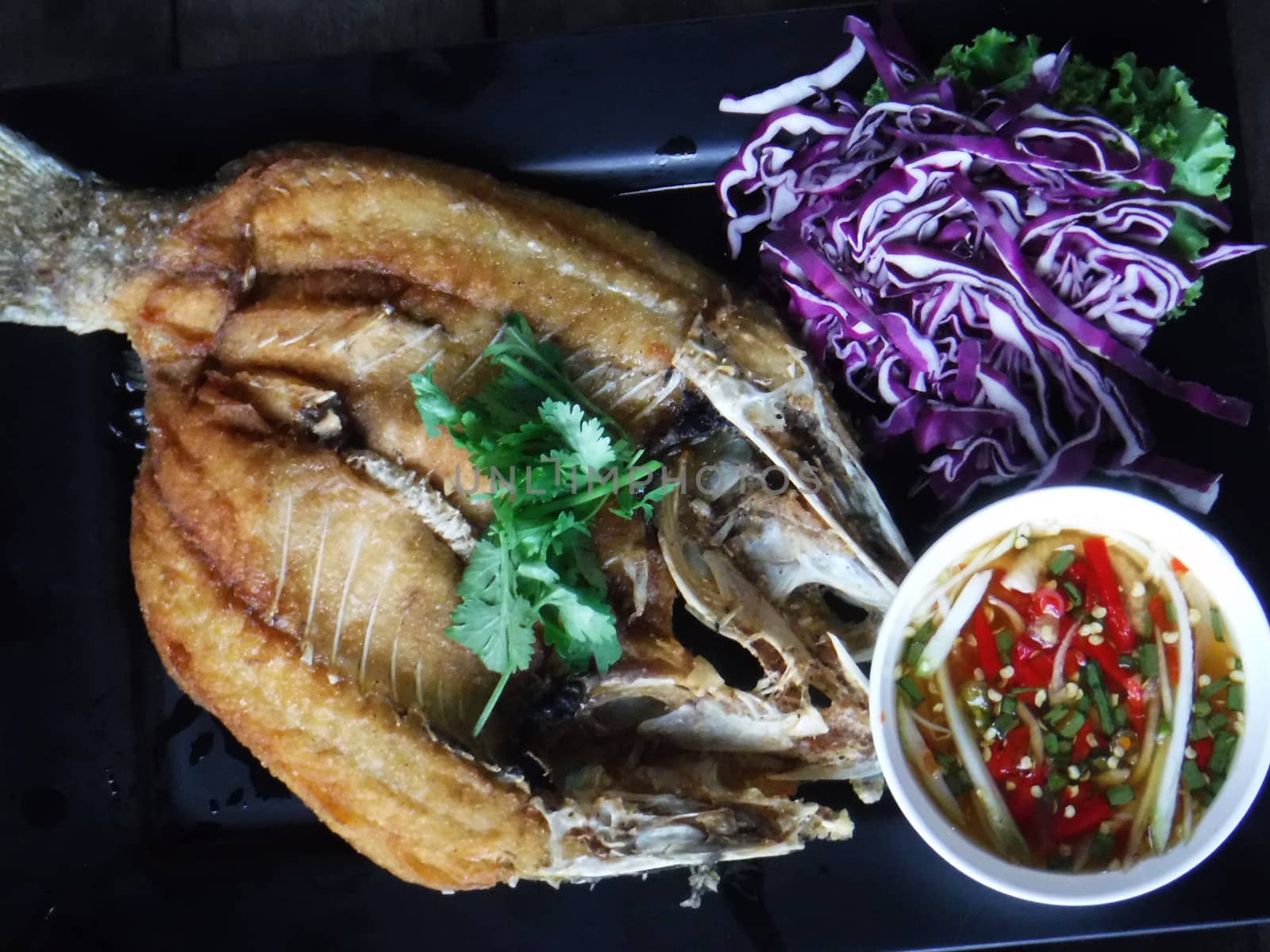 Fried Fish with Fish Sauce, Thai Food