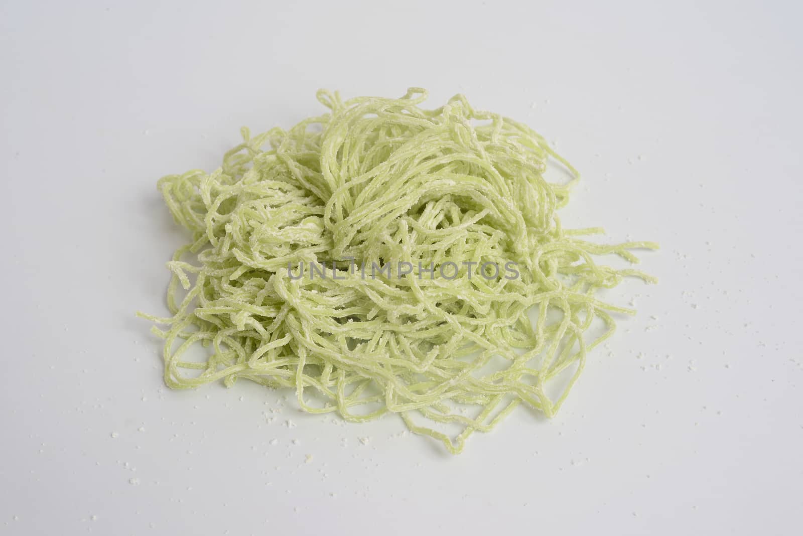 Jade noodle, vegetable noodles, green noodles on white background by ideation90