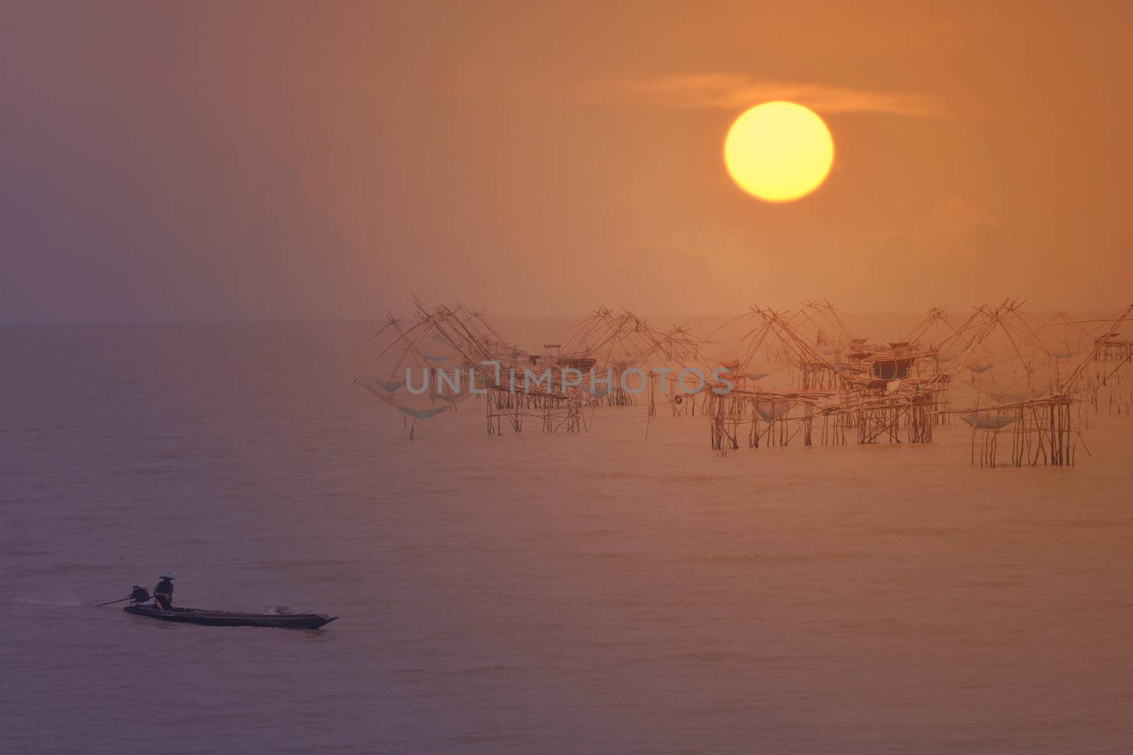 Klong Pak Pra in morning fisherman  village  , khuan-khanun District, Phatthalung  province, Thailand