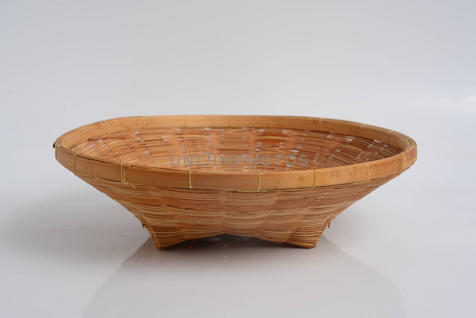 Bamboo wicker basket  on white background.