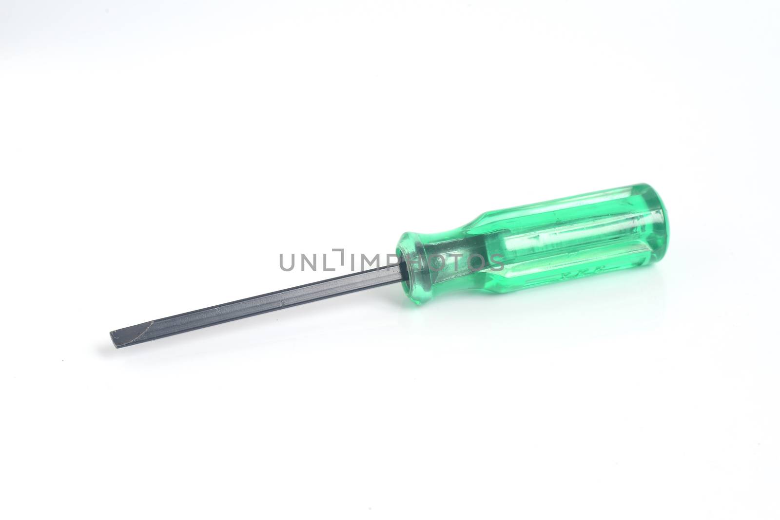 Common screwdriver on white background