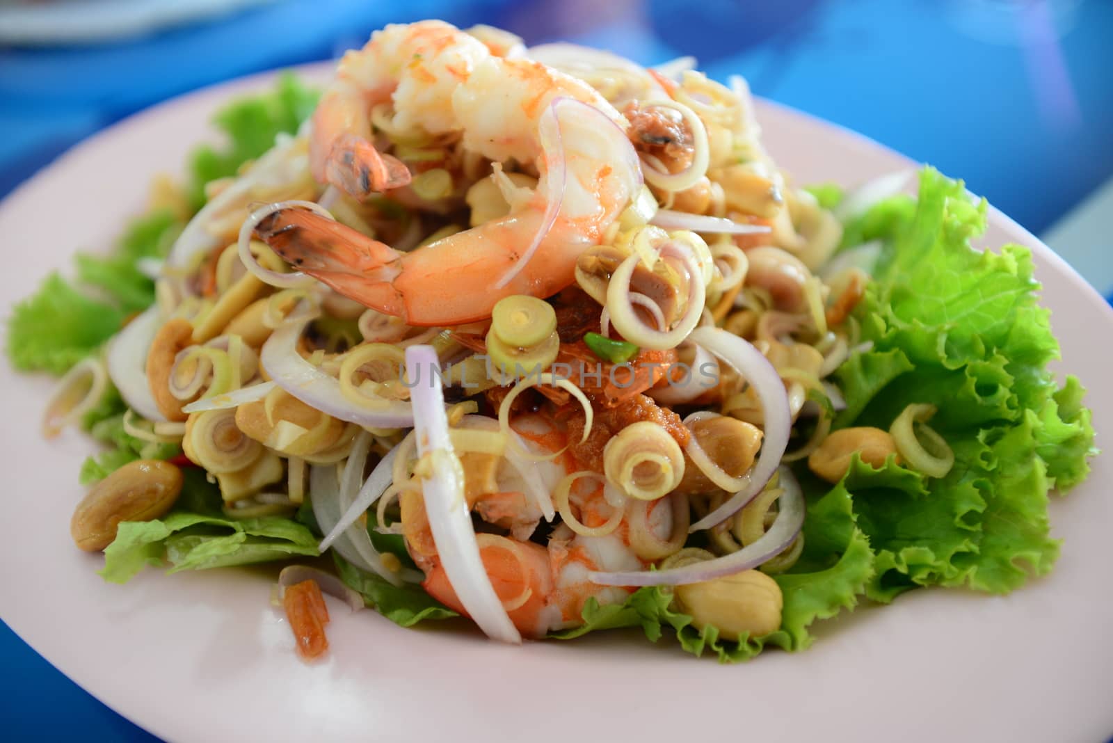Spicy Lemongrass Salad with Shrimps, Thai food