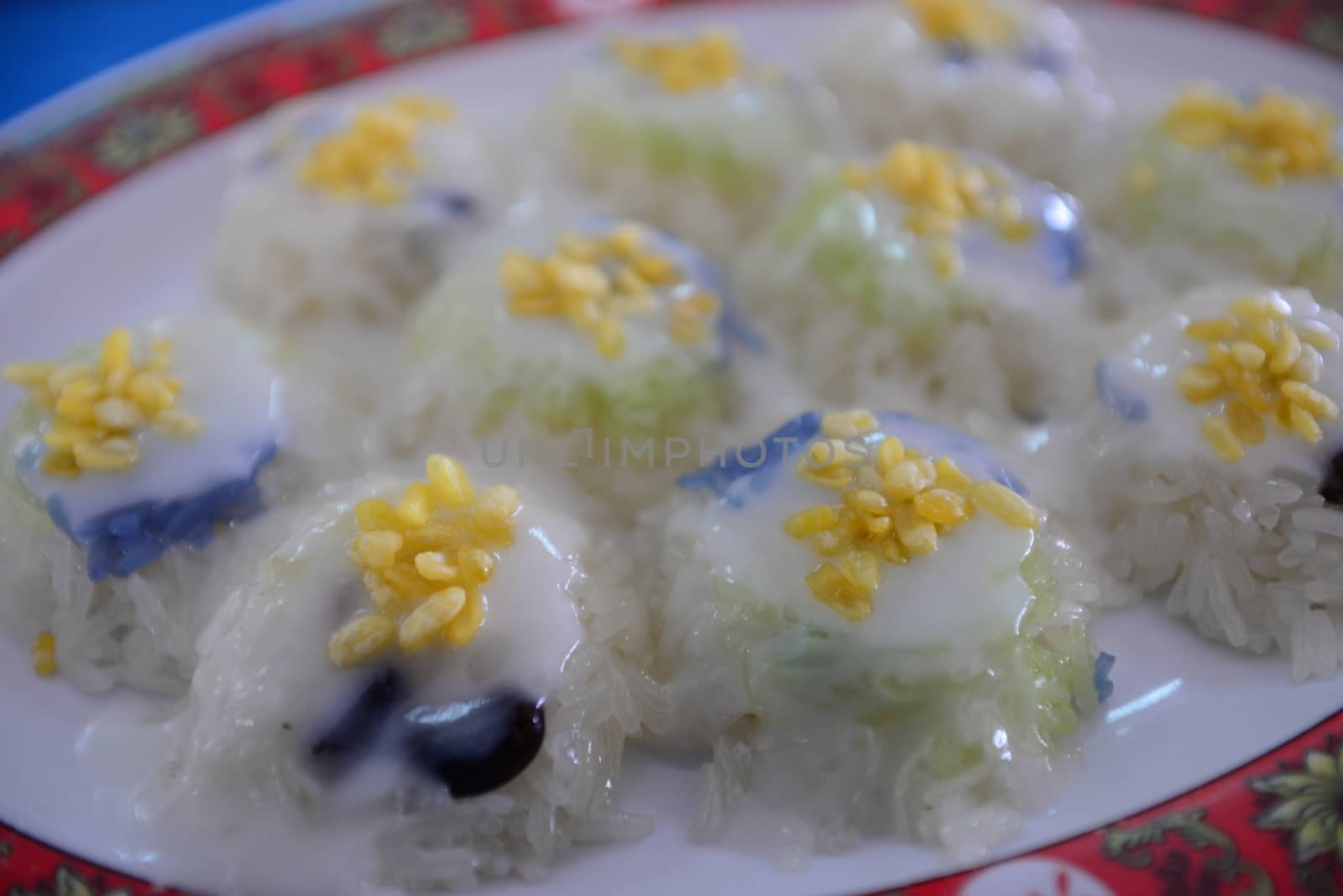 Sweet Sticky Rice Thai people call it Khao Niew Moon,Thai Food, note  select focus with shallow depth of field	